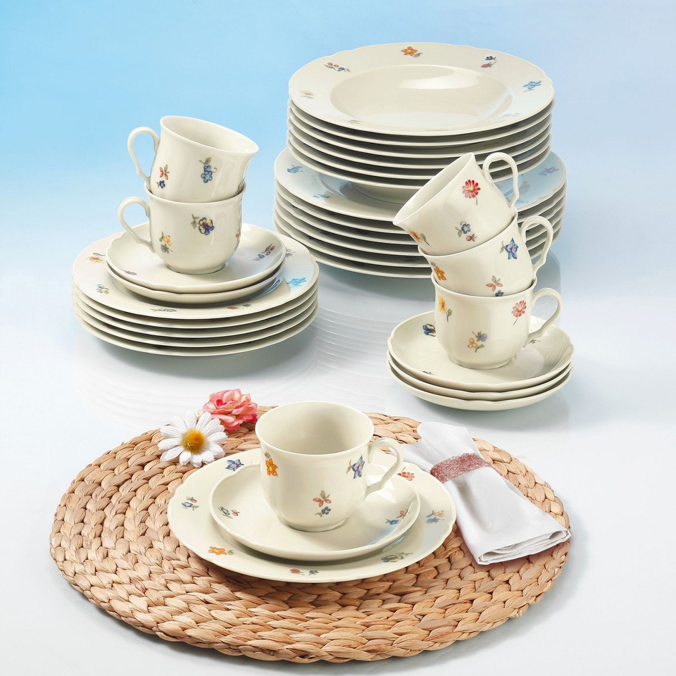 Seltmann Weiden Kombiservice »Geschirr-Set, Service Marieluise«, (Set, 30 tlg.), Teller, Tassen, Untertassen, Made in Germany, 30 Teile, für 6 Personen