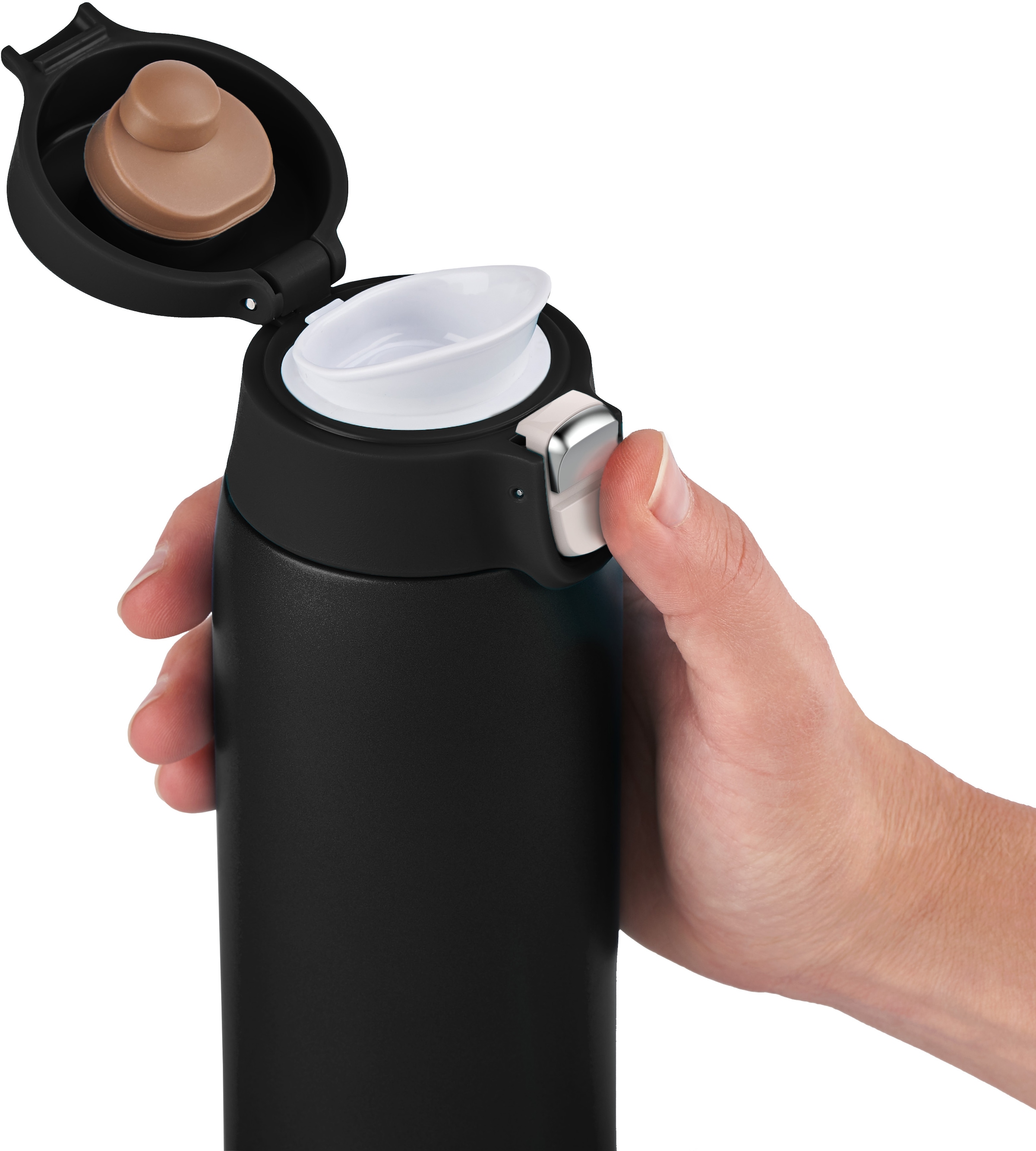 Emsa Thermobecher »Travel Mug Light«, 0,4L, leicht, Edelstahl, Klappverschluss, 100% dicht, 8h heiß/16h kalt