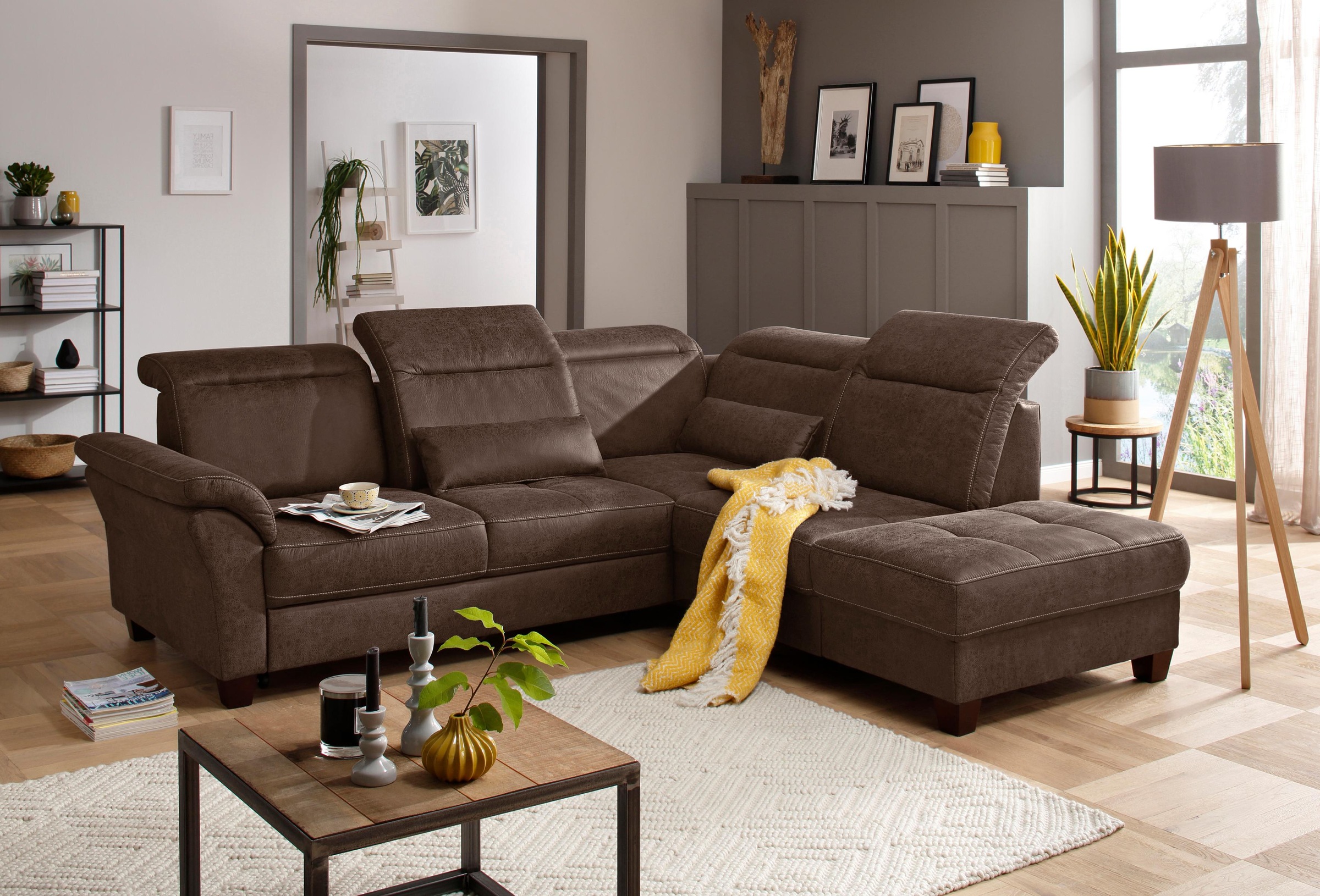 Home affaire Ecksofa »Solvei L-Form« wahlweise auch mit Kopfteilverstellung günstig online kaufen