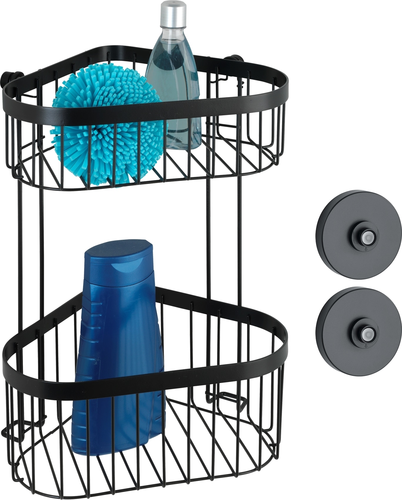 WENKO Duschregal »Classic Plus« Bad-Eckregal, befestigen ohne Bohren, Vacuum-Loc®, aus Stahl, schwarz