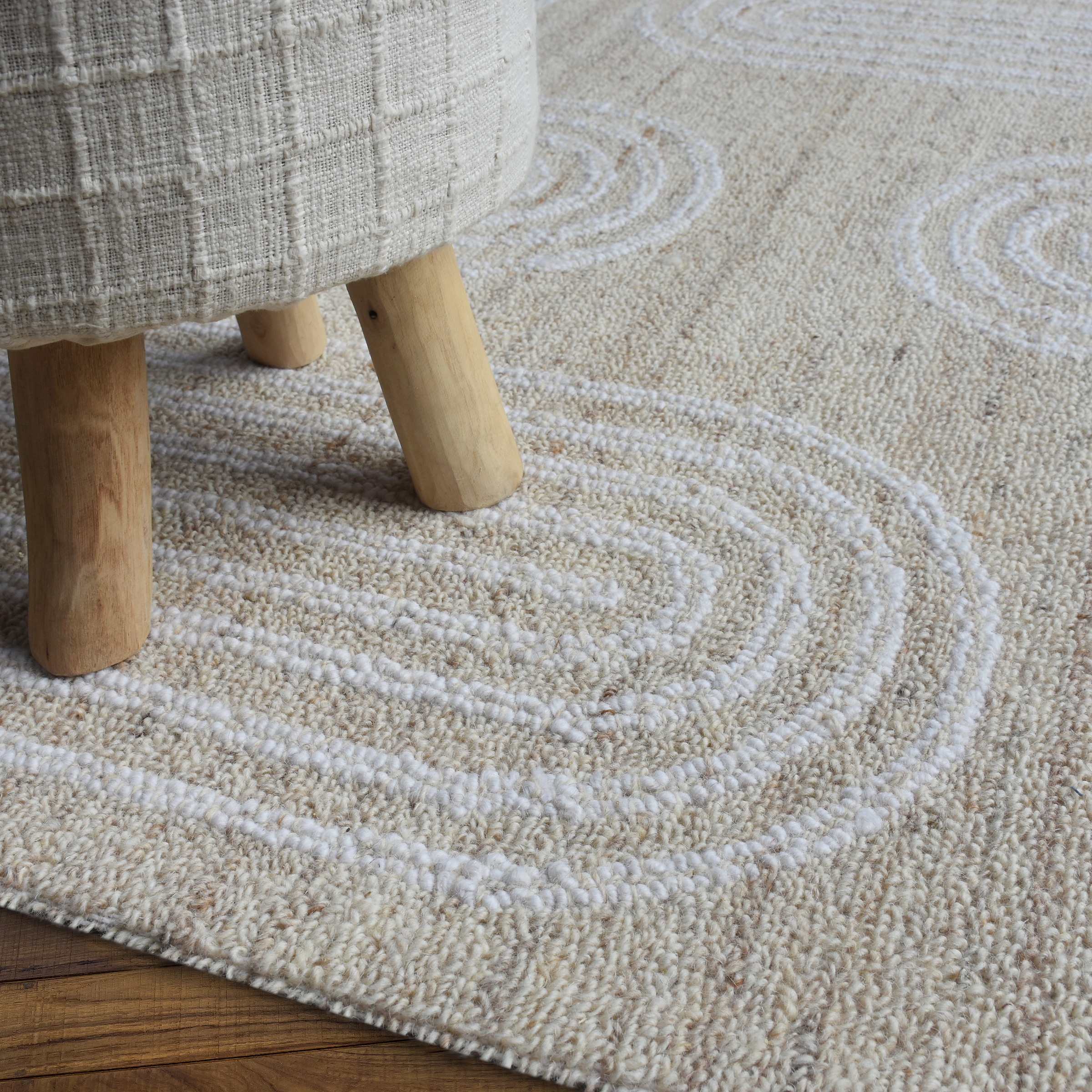 my home Wollteppich »Boras, handgefertigt, Wolle, Hoch-Tief-Struktur,« rechteckig 11 mm Höhe einfarbig, Wolle, Teppich, Wohnzimmer, Schlafzimmer, Esszimmer