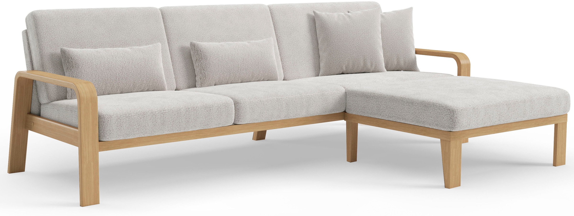 sit&more Ecksofa »Kolding L-Form«, Armlehnen aus Buchenholz in natur, verschiedene Bezüge und Farben