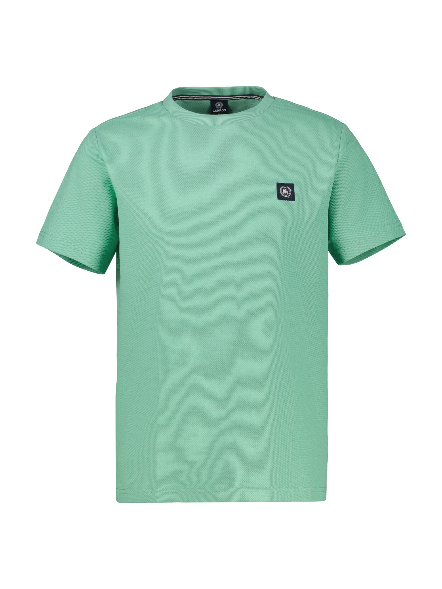 LERROS Rundhalsshirt mit Logo-Badge und in Waffle-Optik