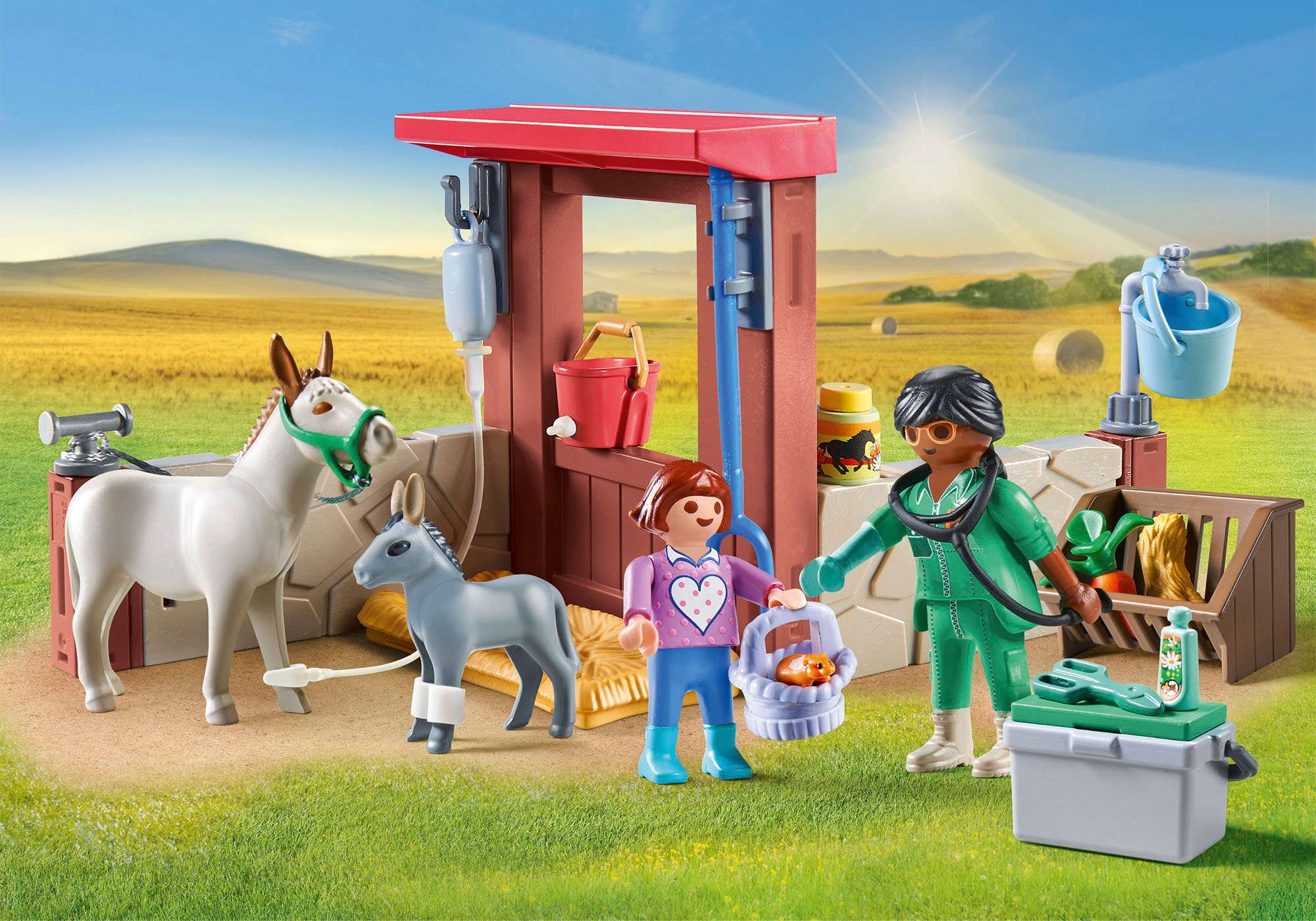 Playmobil® Konstruktions-Spielset »Tierarzteinsatz bei den Eseln (71471), Country«, (55 St.), teilweise aus recyceltem Material; Made in Europe