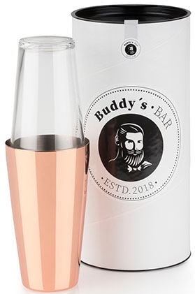 Buddy's Cocktail Shaker »Buddy´s Bar - Boston«, 700 ml Becher + 400 ml Glas, Kupfer poliert