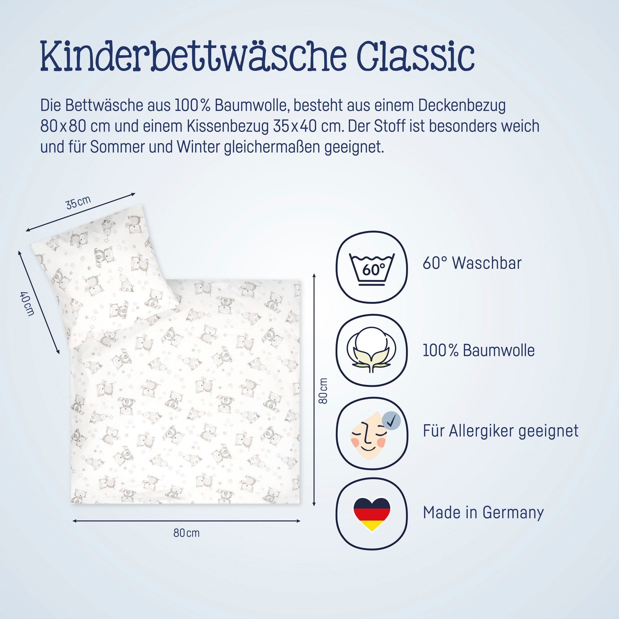 Julius Zöllner Kinderbettwäsche »Häschen und Eule«, mit Hasen und Eule