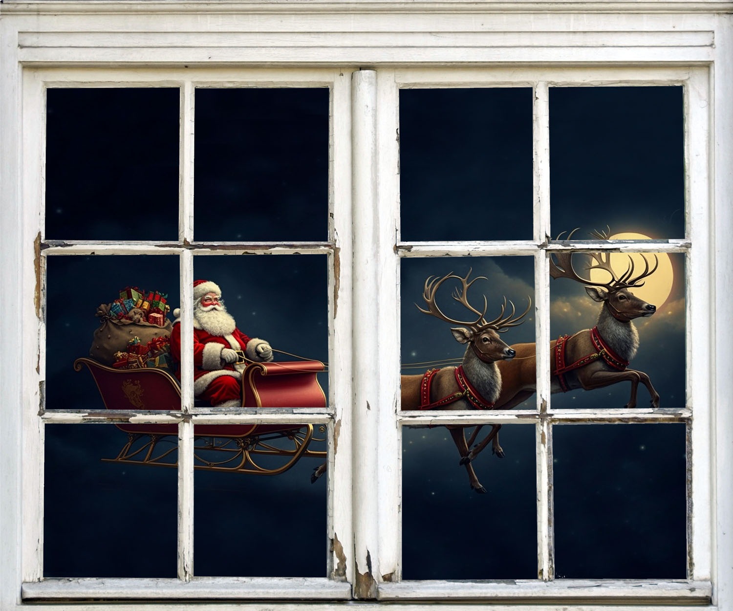 queence 3D-Wandtattoo »Weihnachtsmann am Himmel«, (1 St.), selbstklebender Wandsticker Weihnachten
