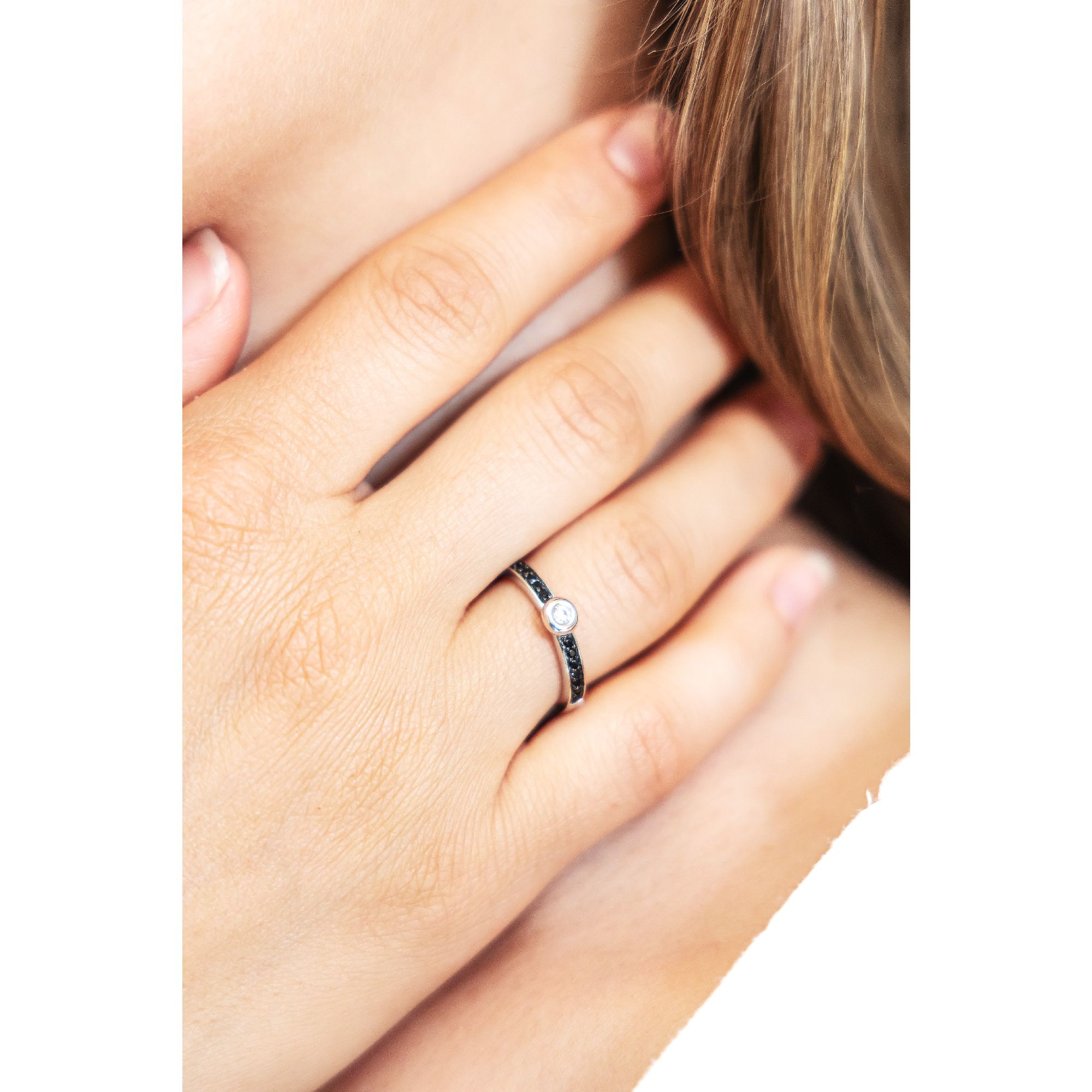 CELESTA Fingerring »925 Silber rhodiniert mit Zirkonia weiß und schwarz«