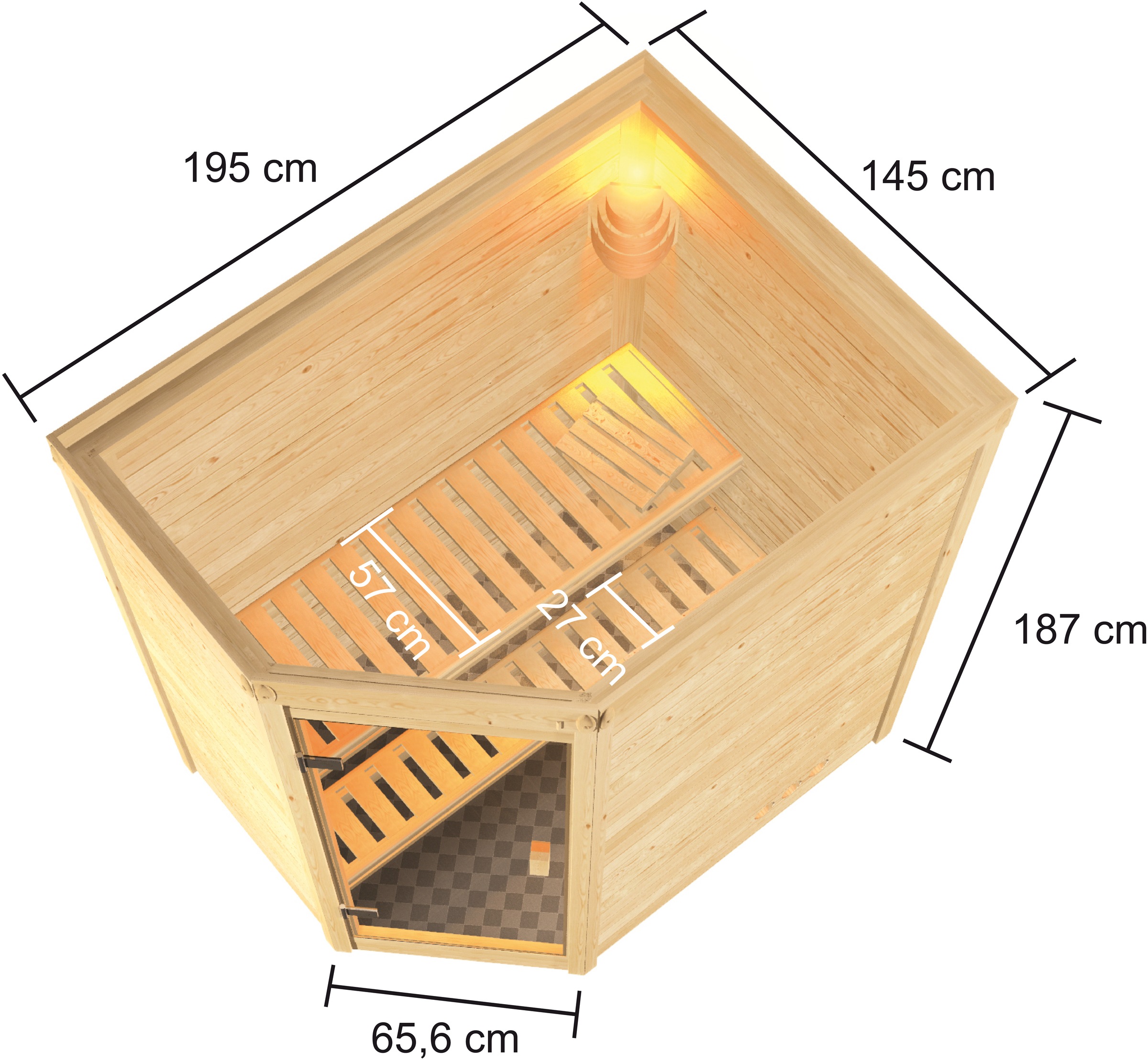 welltime Sauna »Juli«, 3,6-kW-Bio-Plug & Play Ofen mit ext. Steuerung