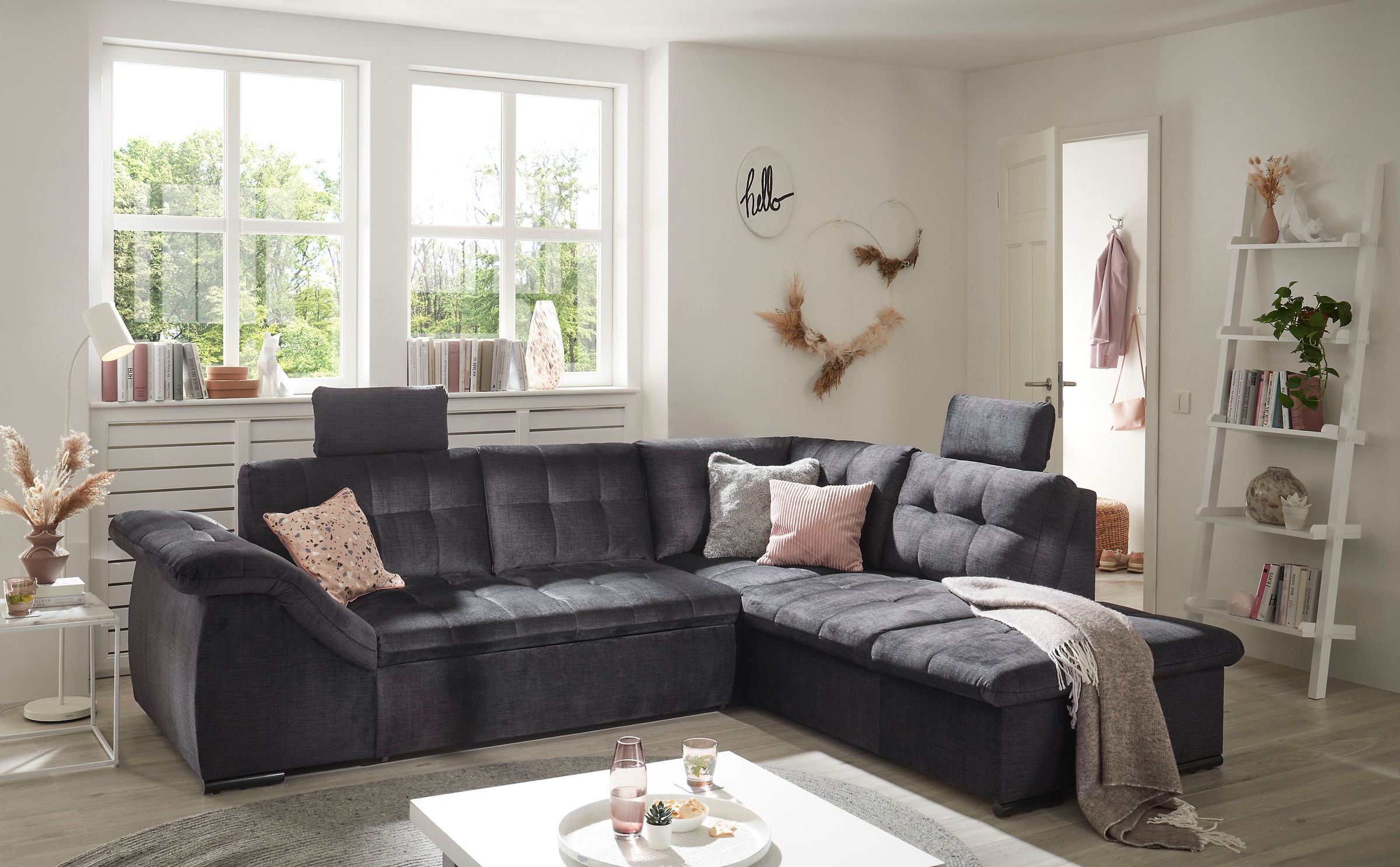 ED EXCITING DESIGN Ecksofa »Estrella L-Form«, mit Bettfunktion, Bettkasten, günstig online kaufen