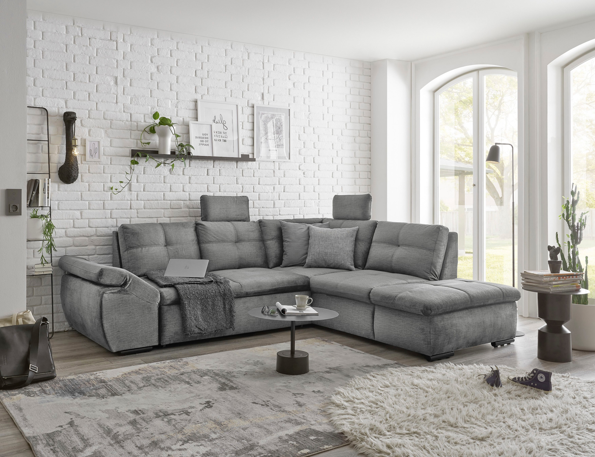 ED EXCITING DESIGN Ecksofa »Alija L-Form«, mit Bettfunktion, Bettkasten, Ar günstig online kaufen