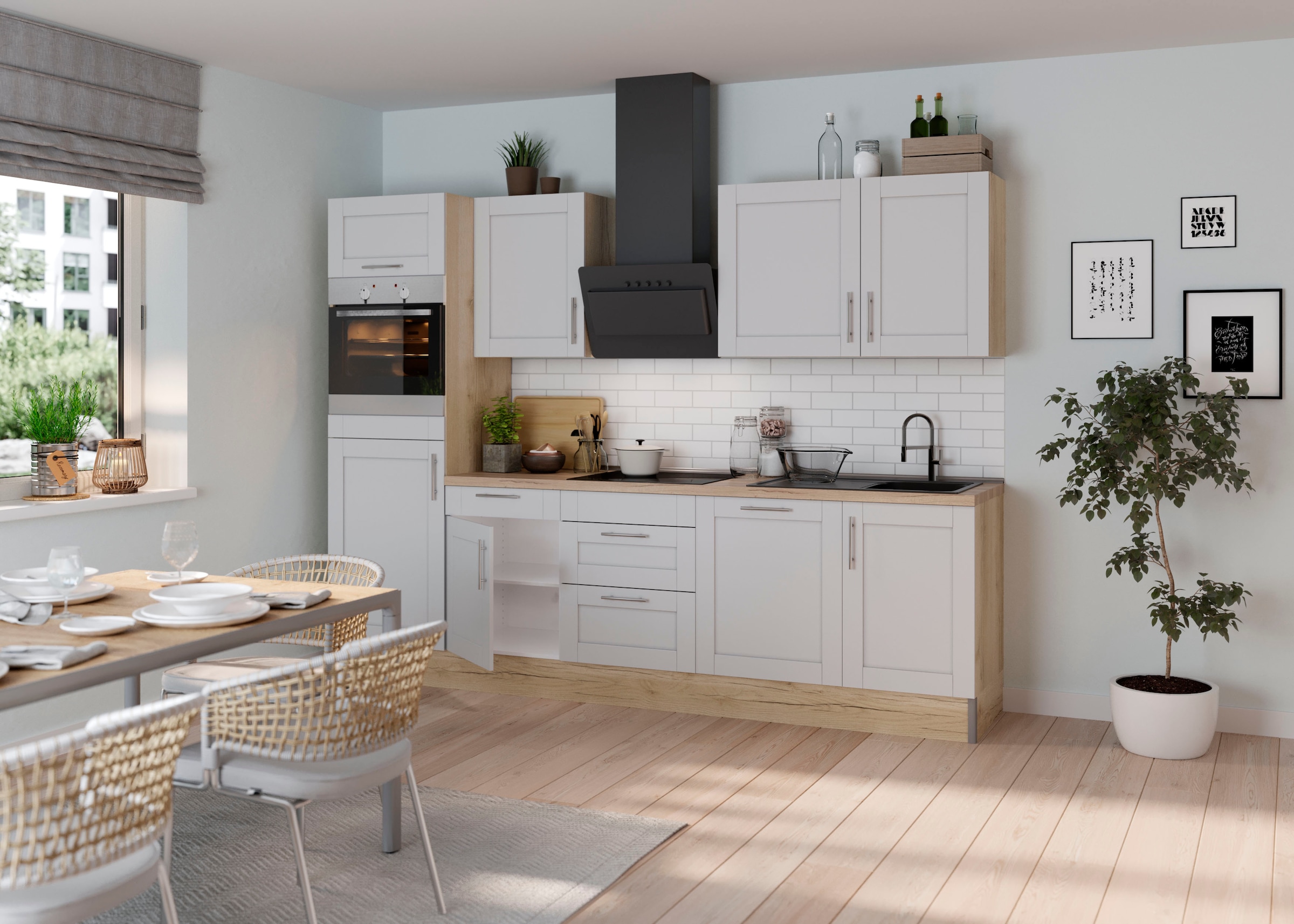 KOCHSTATION Küche »KS-Ahus«, Breite 280 cm,wahlw. mit E-Geräten,Soft Close Funktion,MDF Fronten