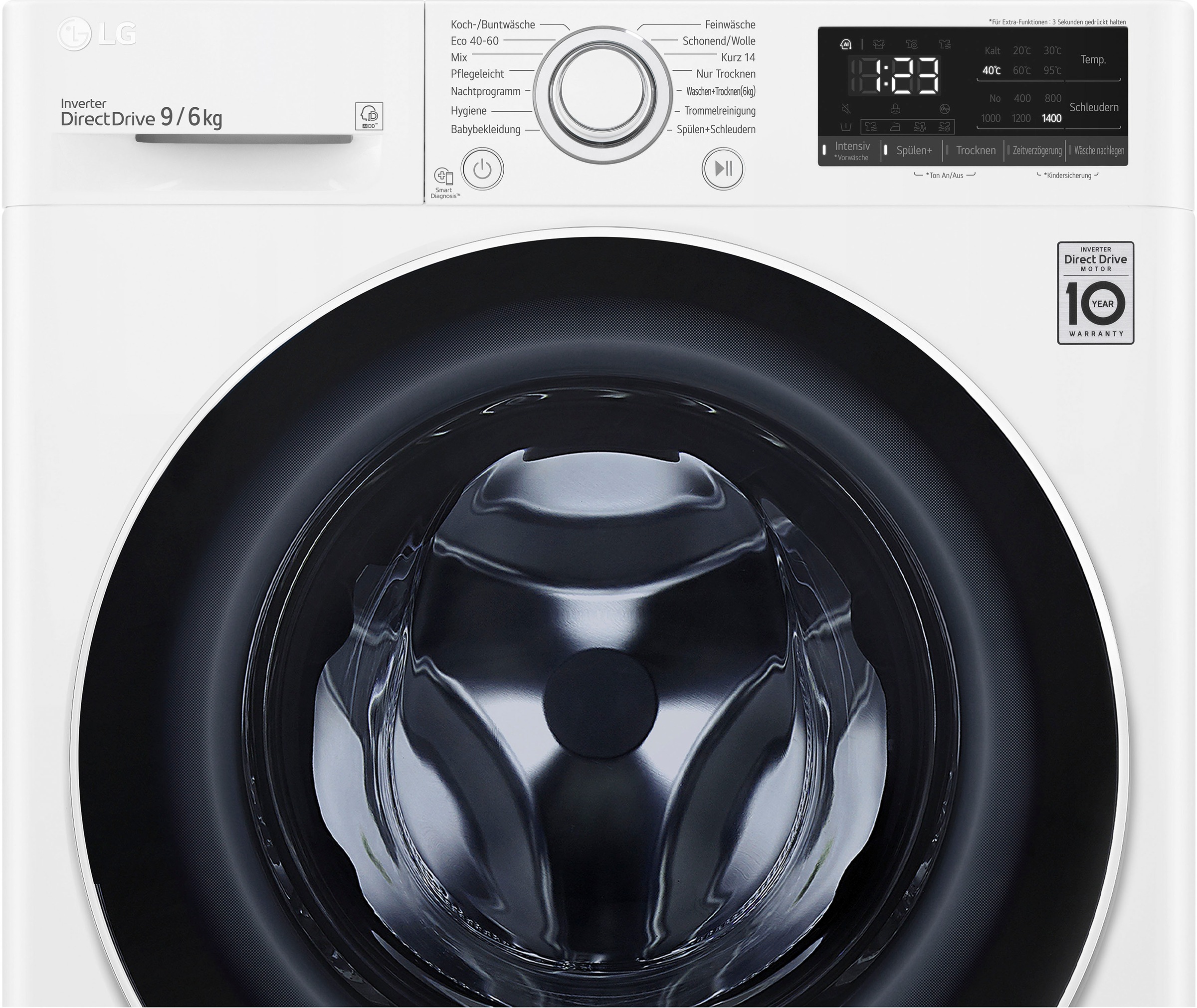 LG Waschtrockner »F14WD96EN0B«, AI DD®: intelligente Erkennung der Fasern für 18% mehr Gewebeschutz