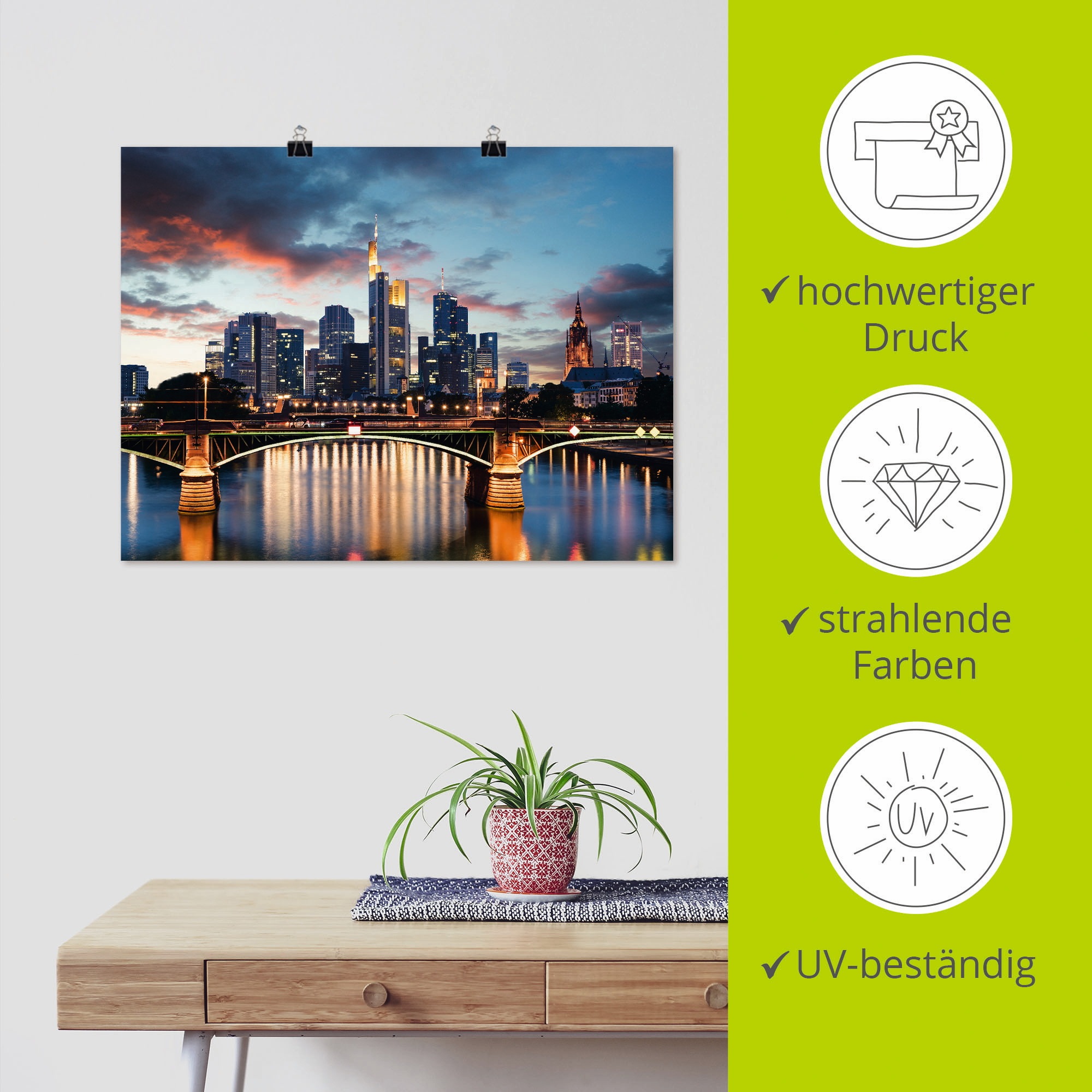 Artland Wandbild »Frankfurt am Main Skyline II«, Deutschland, (1 St.), als Alubild, Outdoorbild, Leinwandbild, Poster in verschied. Größen