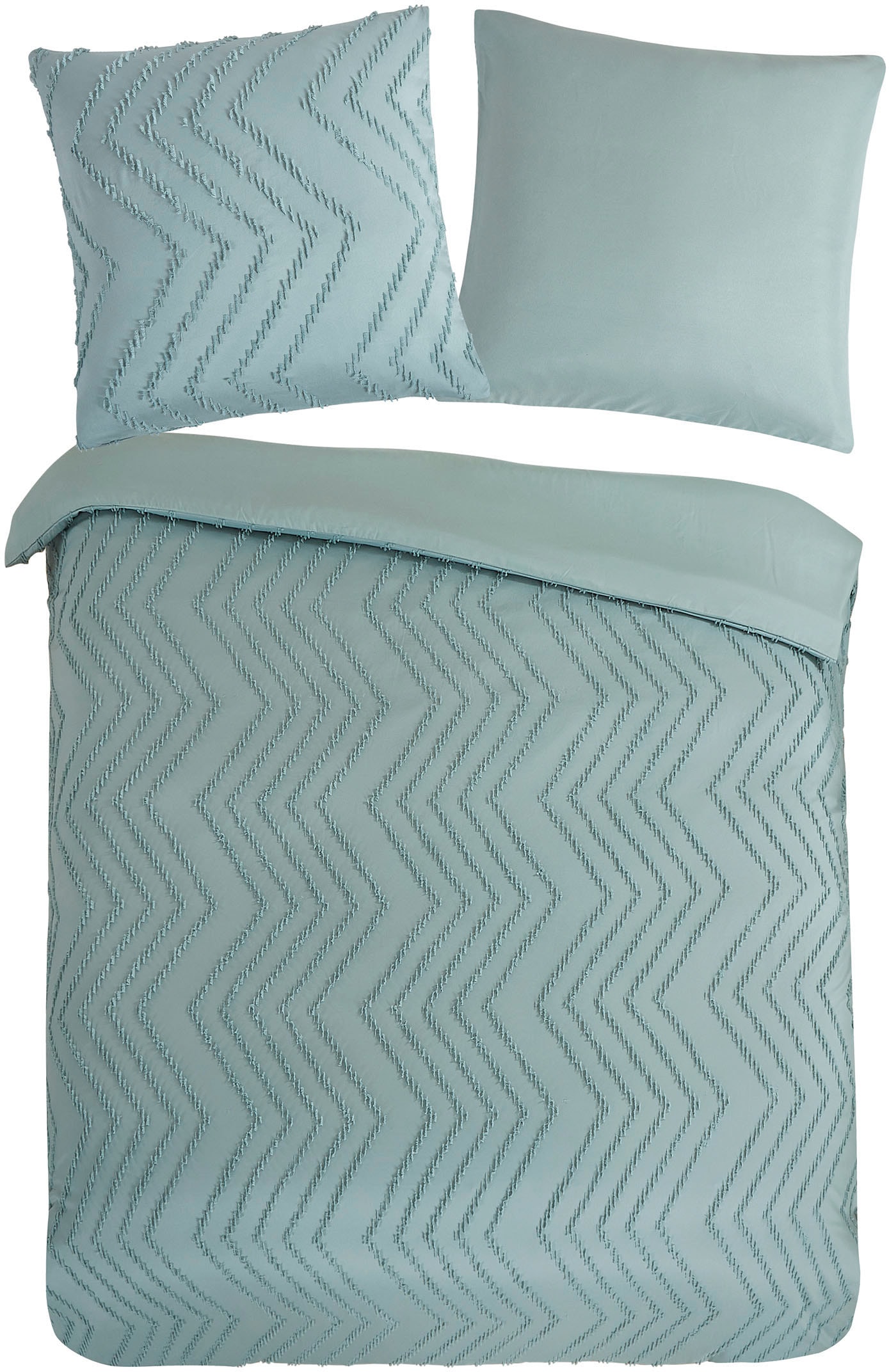 PURE luxury collection Bettwäsche »Zigzag«, Mikrofaser, 135x200, 2 Teilig, Pflegeleicht, Reißverschluss, Luxe, Uni