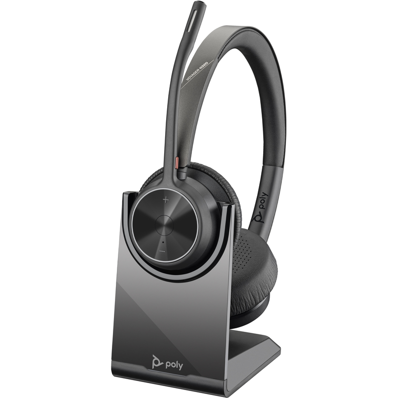 HP Kopfhörer »Poly Voyager 4320 UC Stereo USB-A Headset +BT700 USB-A Adapter +Ladest« Bluetooth Freisprechfunktion Rauschunterdrückung...