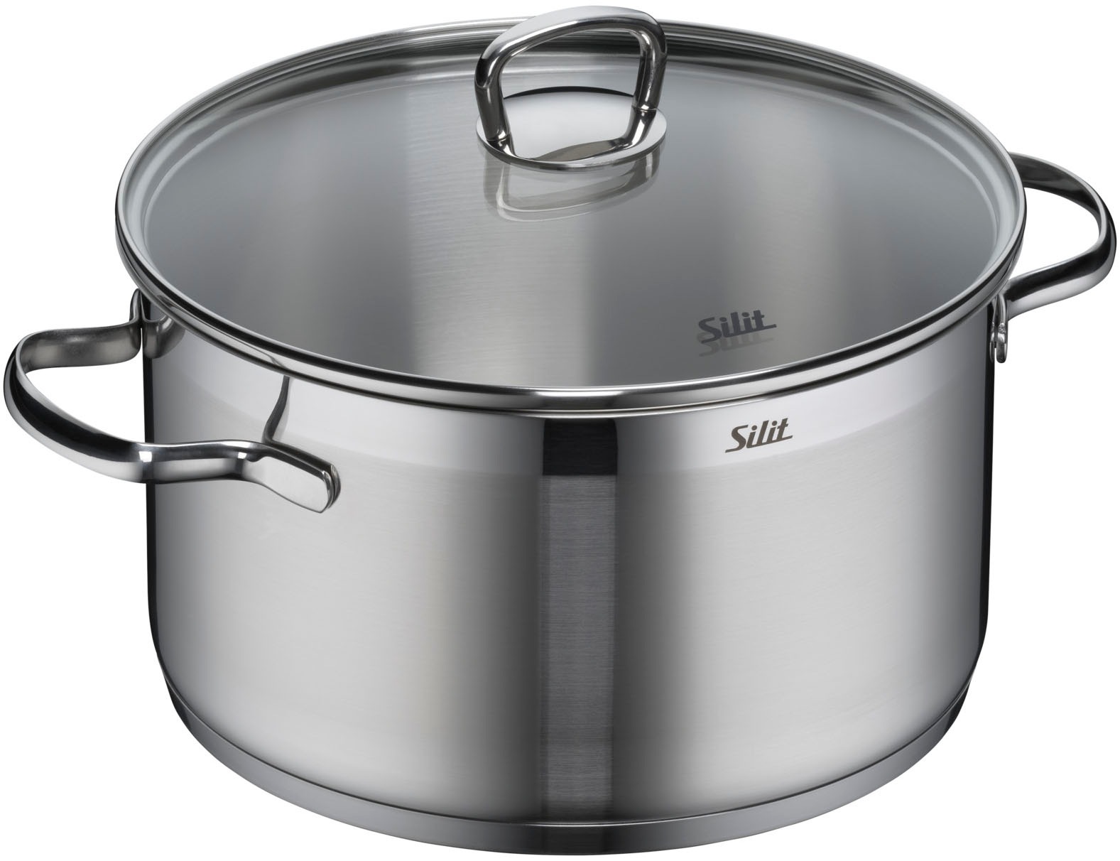 Silit Topf-Set »Toskana, teilmattiert, Induktions Töpfe Set unbeschichtet«, Edelstahl 18/10, (Set, 9 tlg., Bratentopf Ø 20 cm, Fleischtopf Ø 16/20/24 cm, Stielkasserolle Ø 16 cm), mit Glasdeckel, für alle Herdarten geeignet, ohne Innenskalierung