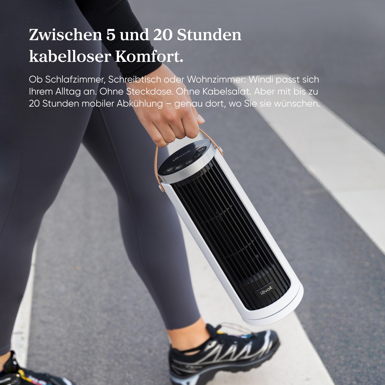 Levoit Turmventilator »LTF-F132B-WEUR, mit Timerfunktion« 10 cm Durchmesser sehr leise, kabellos nutzbar