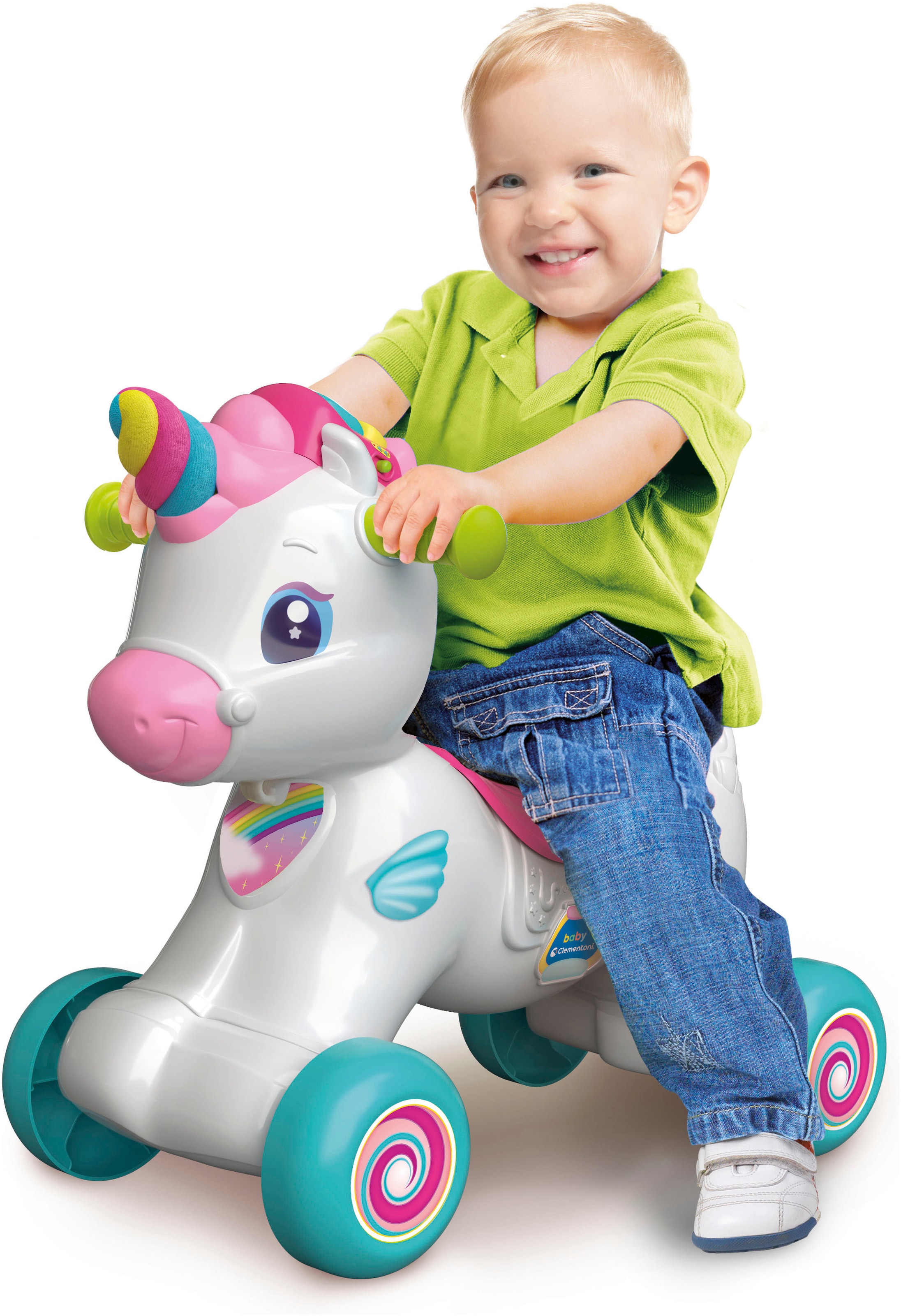 Clementoni® Schaukeltier »Baby Clementoni, 3in1 Schaukel-Einhorn«, mit Sound; Made in Europe