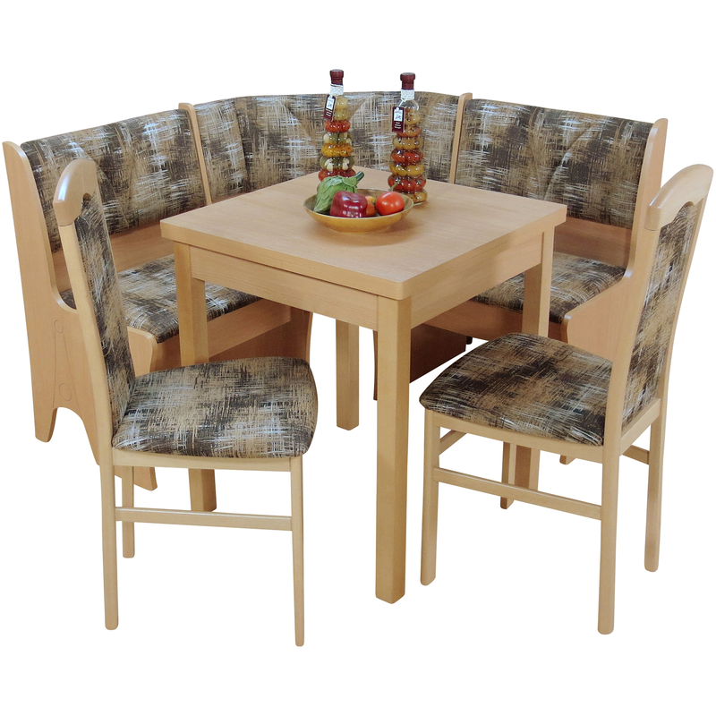 HOFMANN LIVING AND MORE Eckbankgruppe Spar-Set, 4tlg. Set, 4 Stk. tlg. Eckbank mit Stauraum unter den Sitzflächen schoko + schoko + Buche-Nachbildung
