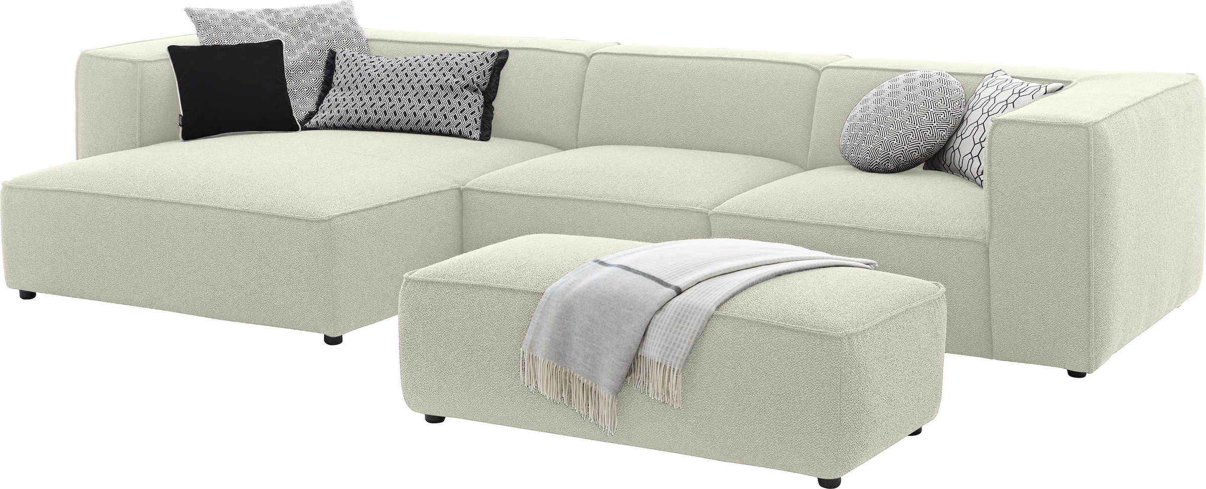 W.SCHILLIG Ecksofa »around-the-block«, mit eleganter Biese, mit Federkern, Breite 341 cm
