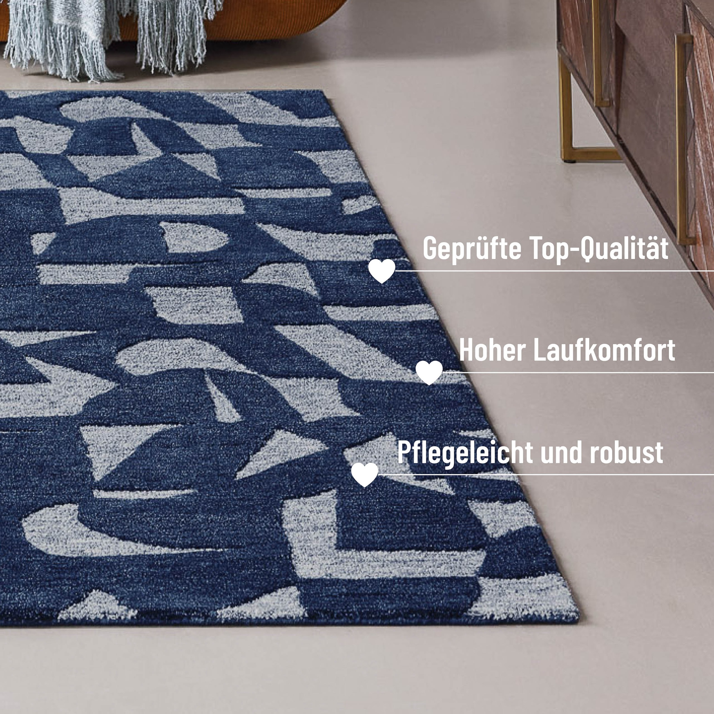 Wecon home Teppich »Ocean State«, rechteckig, 10 mm Höhe, handgefertigt, ge günstig online kaufen