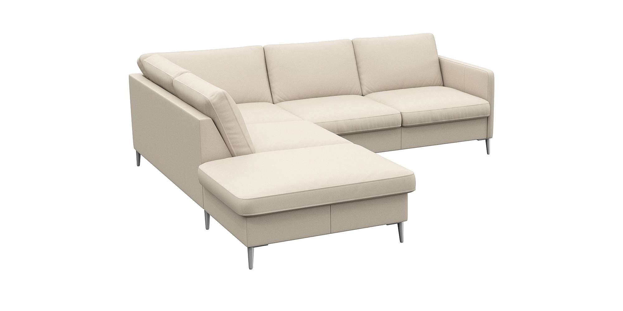 FLEXLUX Ecksofa »Fiore, L-Form«, schmale Armlehnen, Füße alufarben, B/T 234/225 cm, Kaltschaum im Sitz