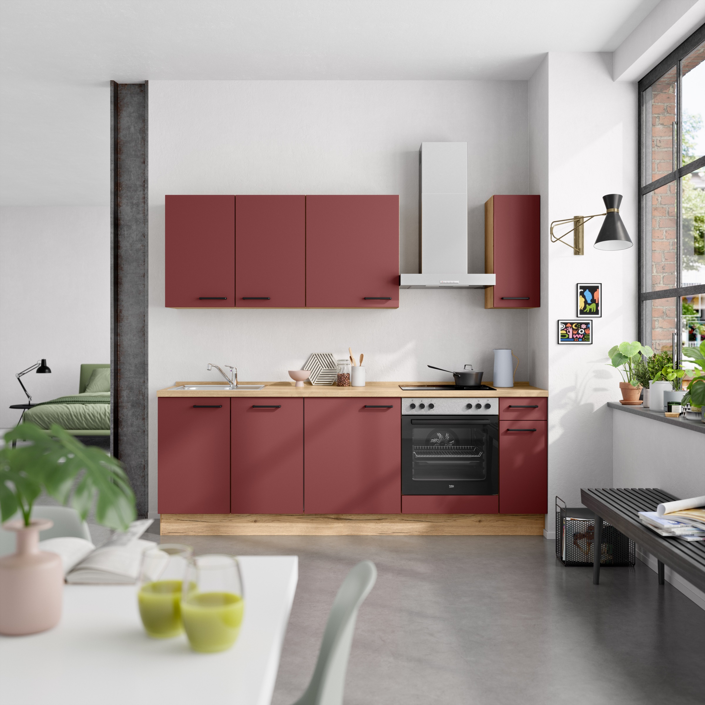 nobilia® Küchenzeile »"Easytouch I"«, vormontiert, Ausrichtung wählbar, Breite 240 cm, wahlw. mit E-Geräten