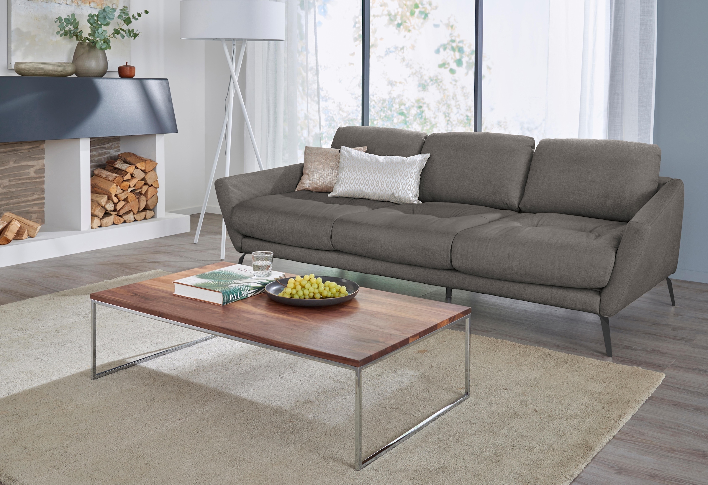 W.SCHILLIG Big-Sofa »softy«, mit dekorativer Heftung im Sitz, Füße schwarz pulverbeschichtet