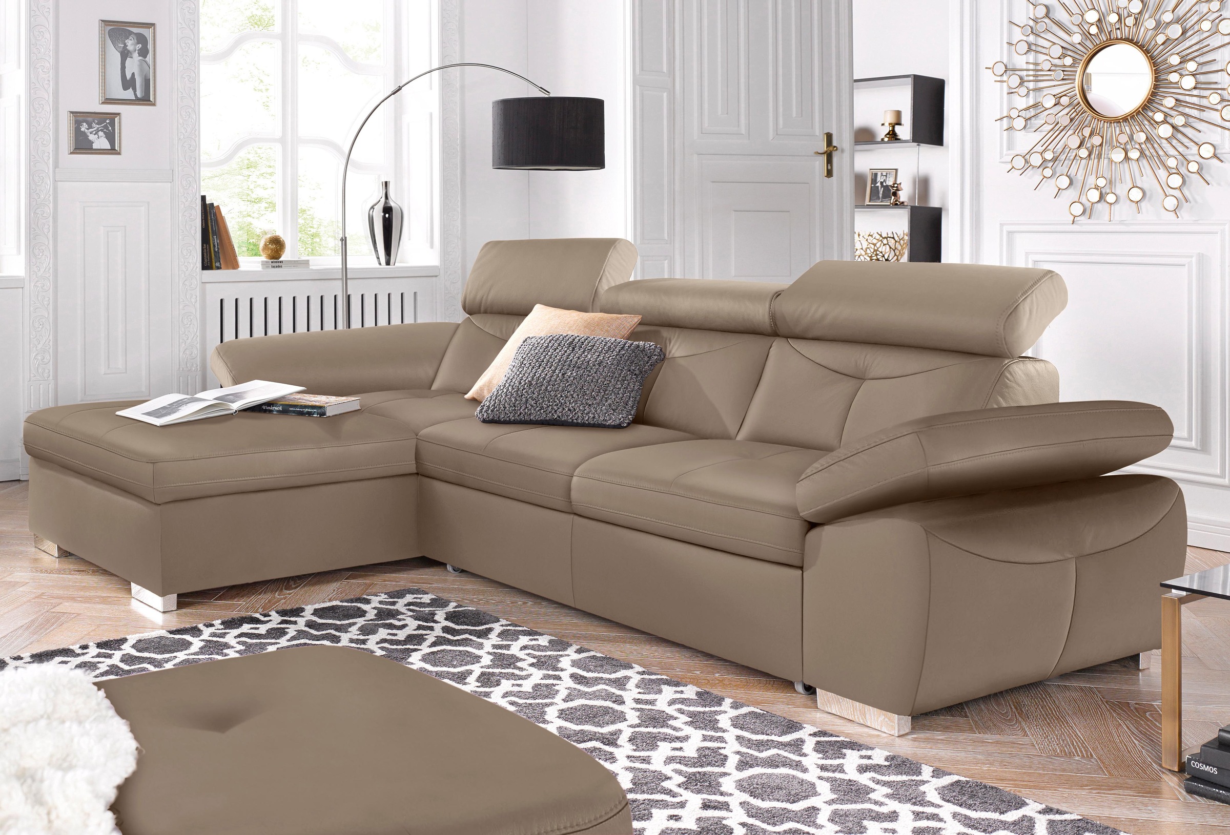 exxpo - sofa fashion Ecksofa »Spring, super bequem, mit Armteil- und Kopfteilfunktion, OTTOs Choice«, L-Form, wahlweise mit Bettfunktion und Bettkasten