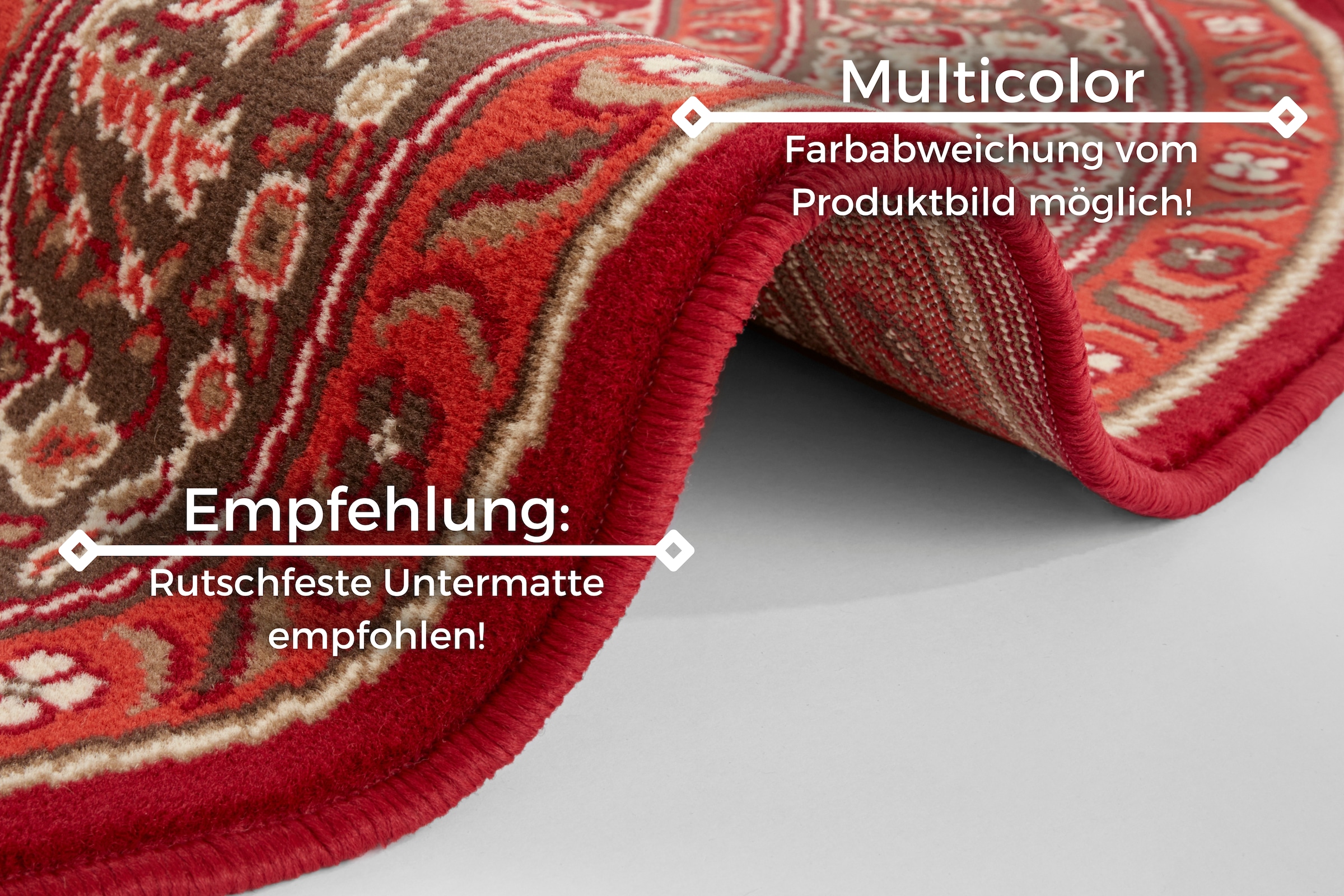 NOURISTAN Teppich »Skazar Isfahan«, rund, 9 mm Höhe, Kurzflor, Orient, Teppich, Vintage, Esszimmer, Wohnzimmer, Flur
