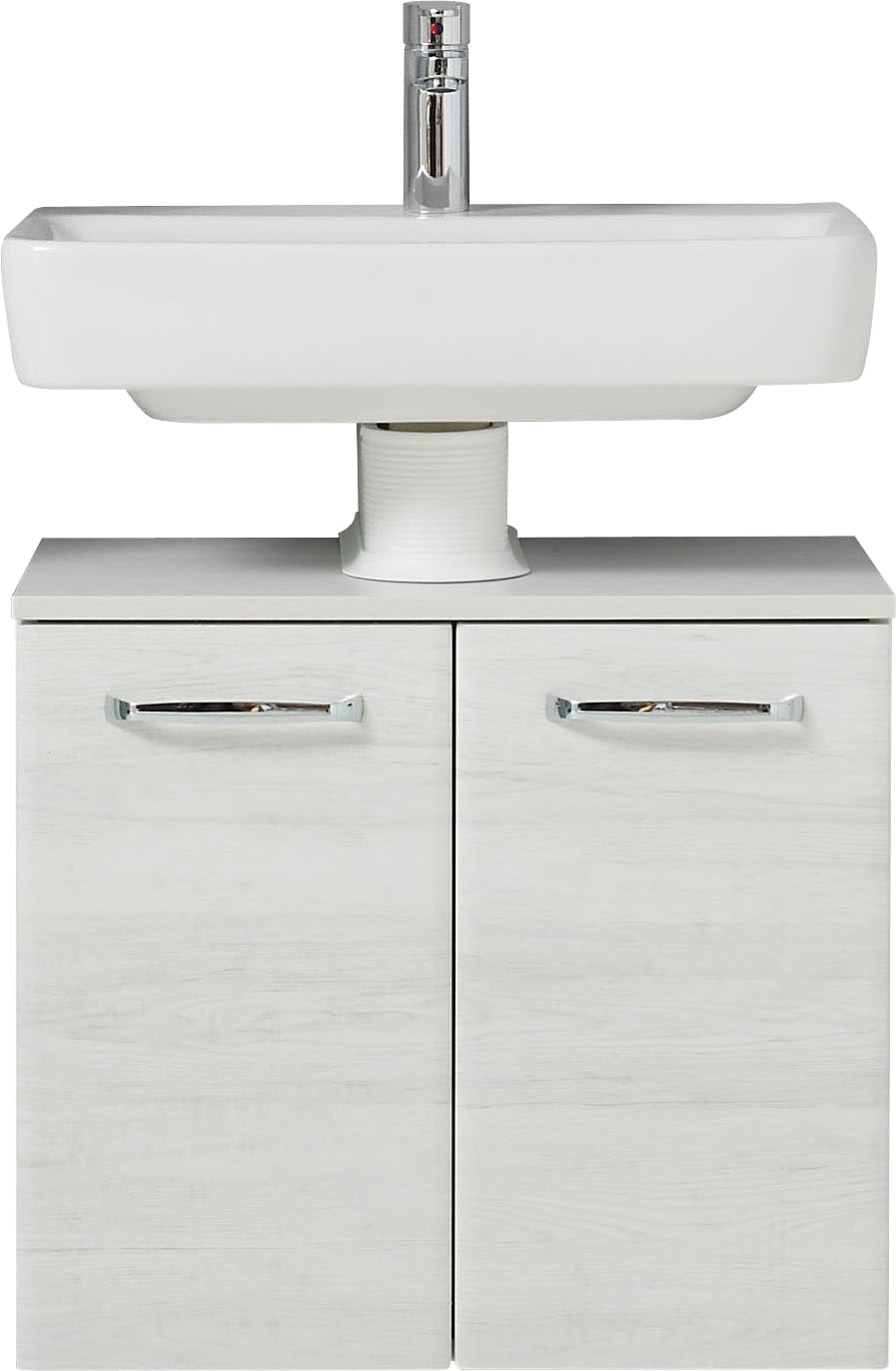 Saphir Waschbeckenunterschrank »Quickset Unterbeckenschrank mit 2 Türen, Siphonausschnitt, 60 cm breit«, Waschbeckenschrank inkl. Türdämpfer, Griffe in Chrom Glanz
