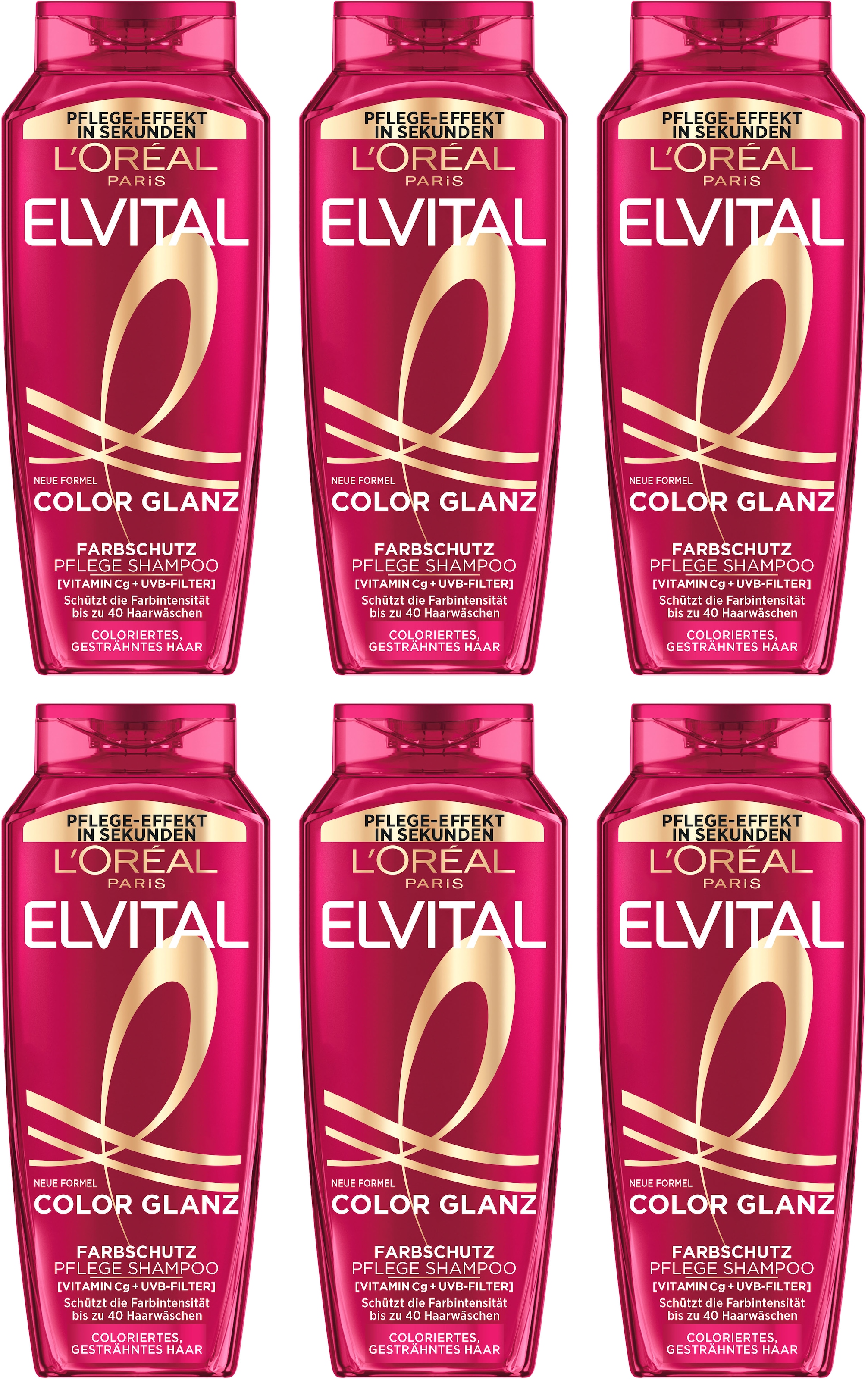 L'ORÉAL PARIS Haarshampoo »L'Oréal Paris Elvital Color Glanz Pflege Shampoo« Schützt die Farbintensität, Mit Vitamin Cg und UVB-Filter.