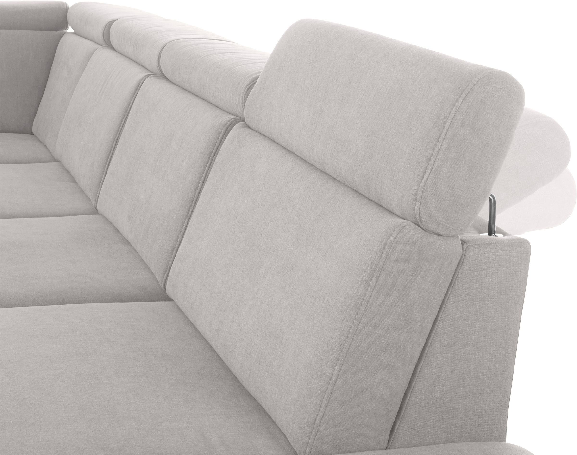 sit&more Wohnlandschaft »Brisbane U-Form«, Fußhöhe 15 cm, inklusive Sitztiefen-, Armteil- und Kopfteilverstellung