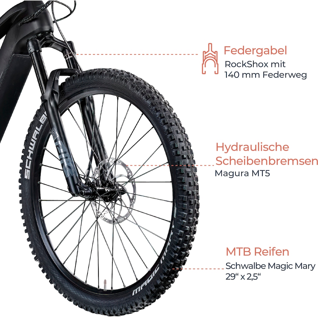 Zündapp E-Bike »TX630«, 12 Gang, SRAM, NX Eagle RD-NX-1.B1, Mittelmotor 250 W