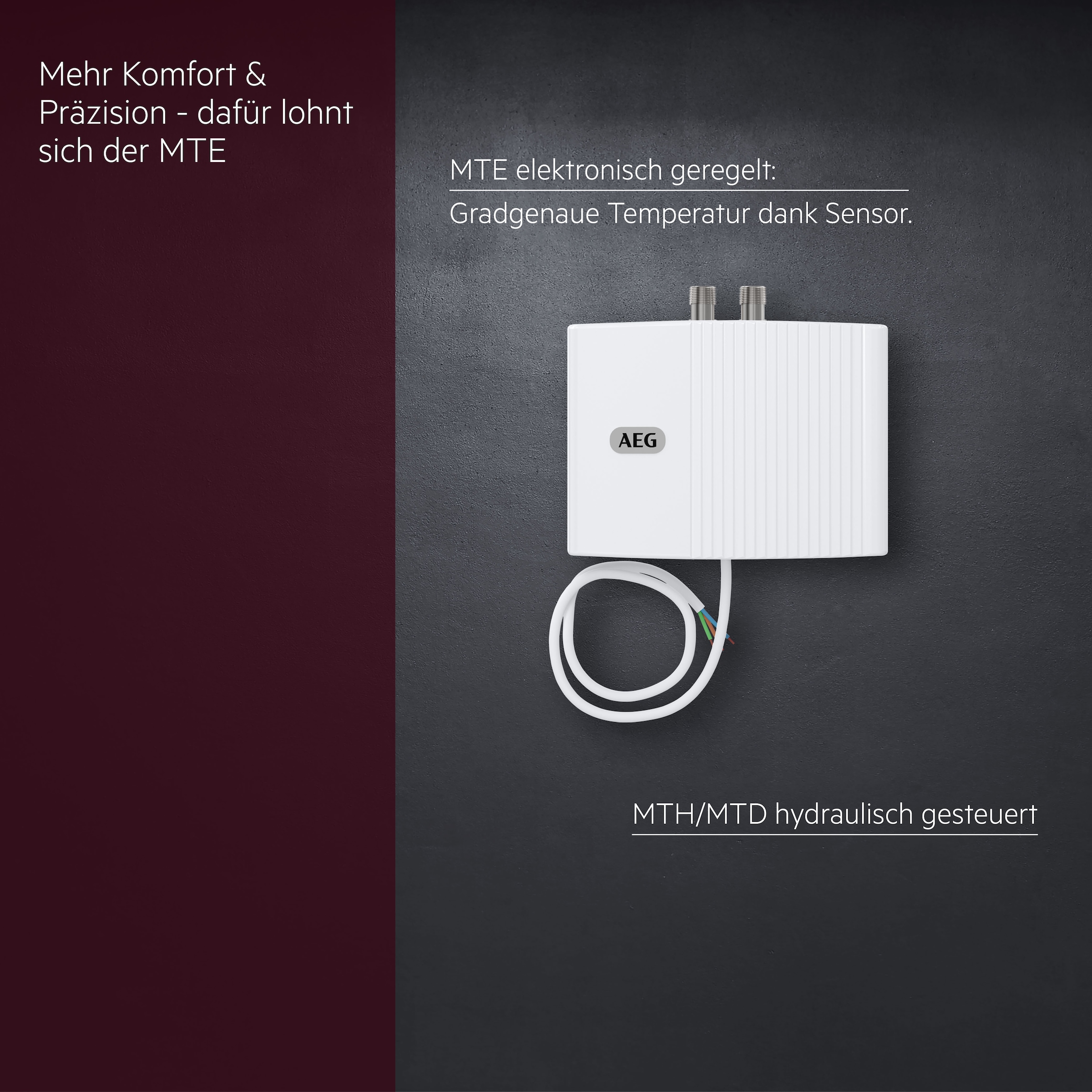 AEG Haustechnik Klein-Durchlauferhitzer »MTE 570 f. Handwaschbecken, 5,7 kW, o. Stecker« Festanschluss 230V, elektronisch, druckfest + drucklos