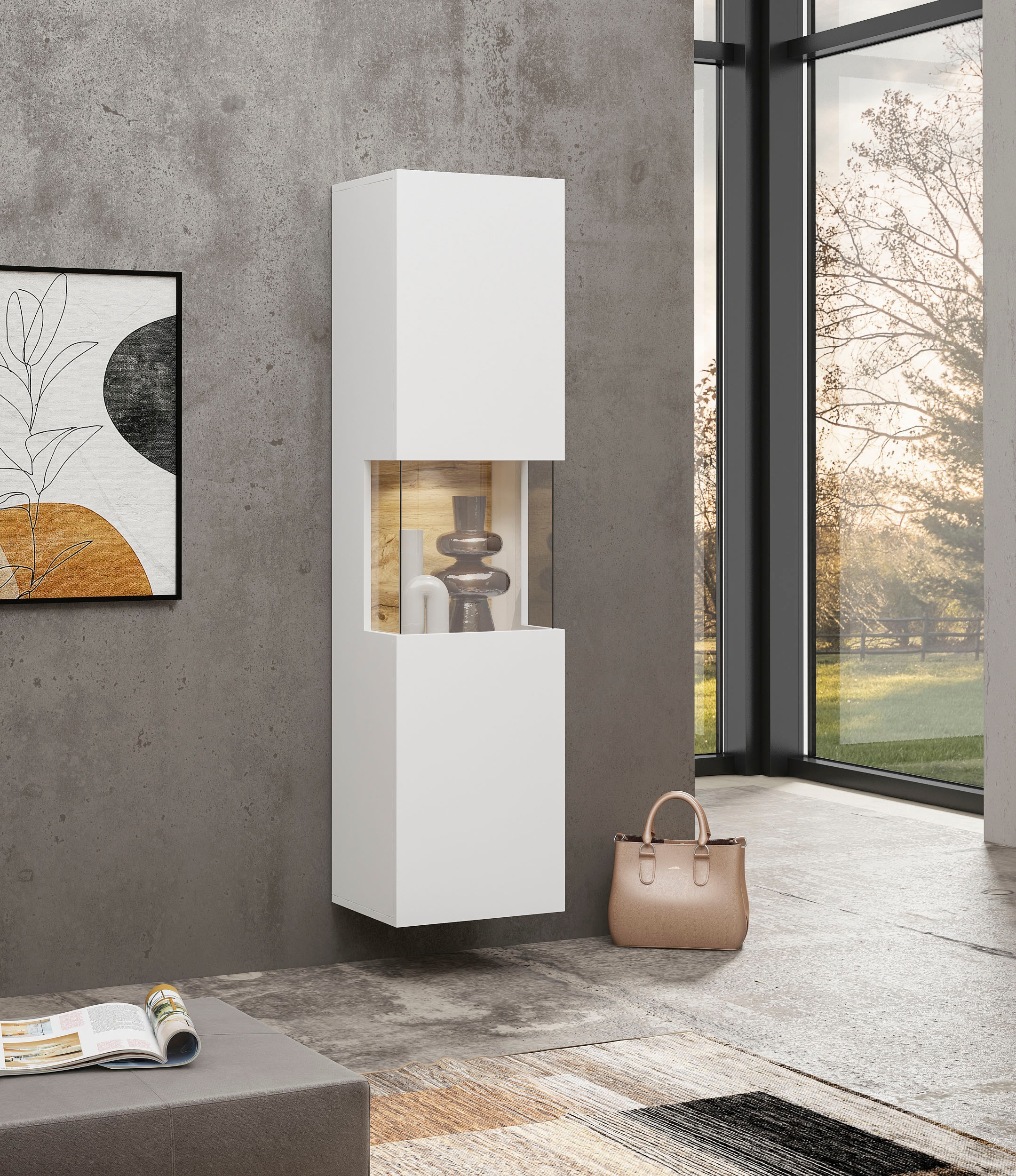 INOSIGN Wohnwand »Ava, Wohnzimmer-Set hängend/stehend montierbar, Vitrine, Lowboard«, 2-tlg.