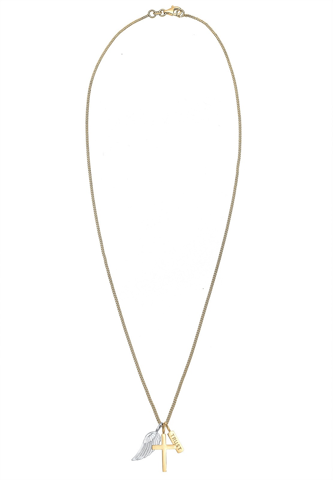Elli Kette mit Anhänger »Kreuz Flügel Trust Bi-Color Anhänger 925 Sterling Silber«