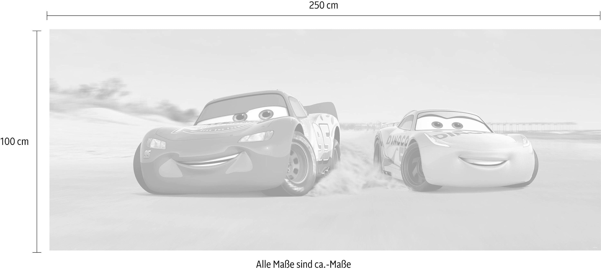Komar Vliestapete »Digitaldruck Vlies - Cars3 Beach - Größe 100 x 250 cm«, bedruckt, Kinderzimmer