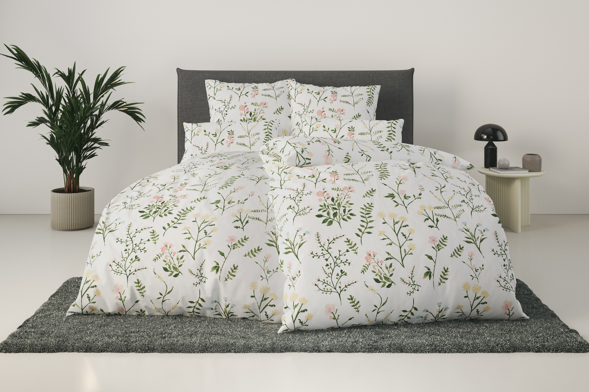OTTO home Bettwäsche »Claara« 2 Stk. tlg. mit Blumen Design, skandinavisch, günstig online kaufen