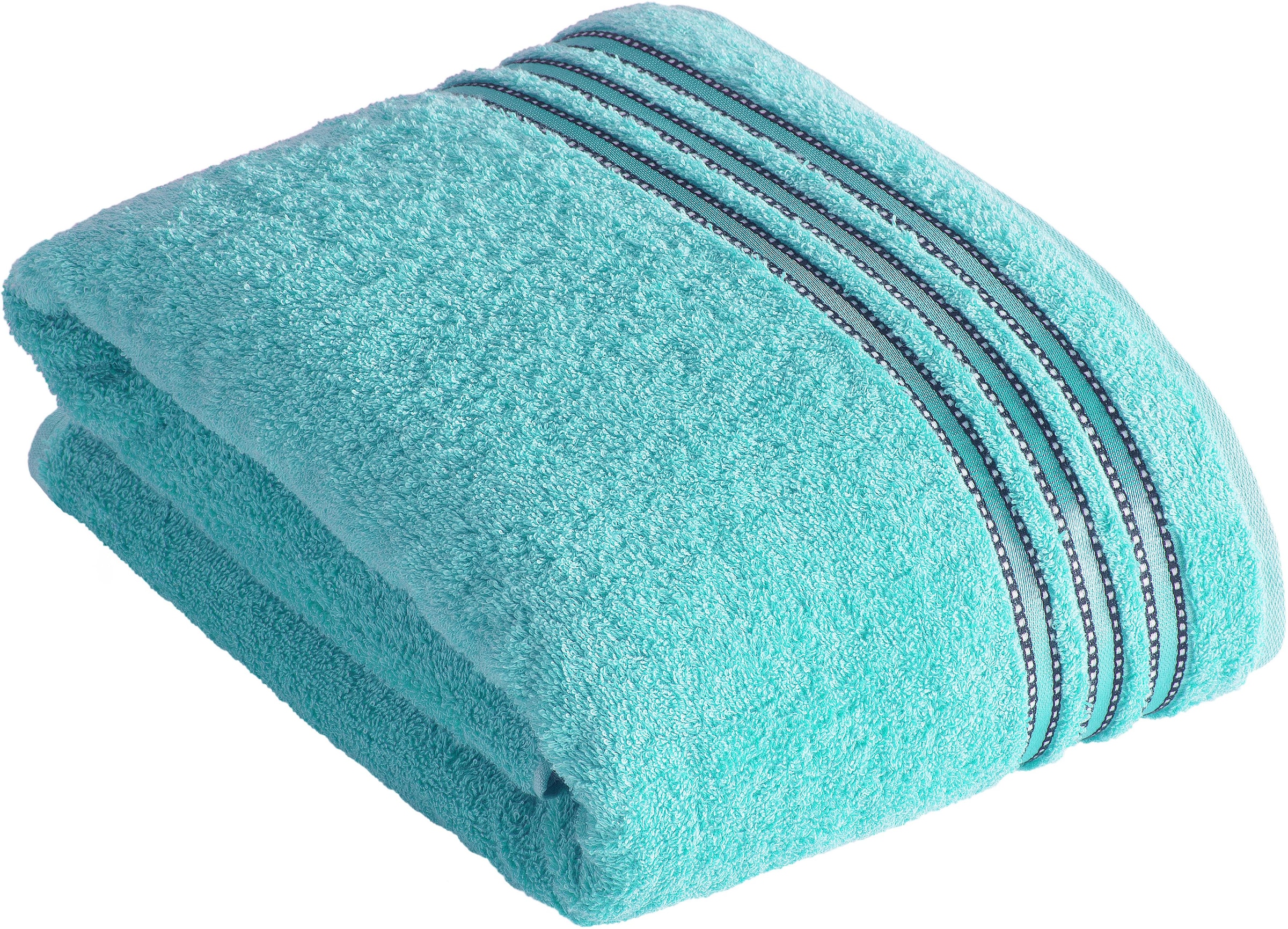 Saunatuch »Cult de Luxe« mit Glanzbordüre blau Walkfrottee, Obermaterial: 100% Baumwolle B/L: 100cmx150cm, 1 Stk., Walkfrottee