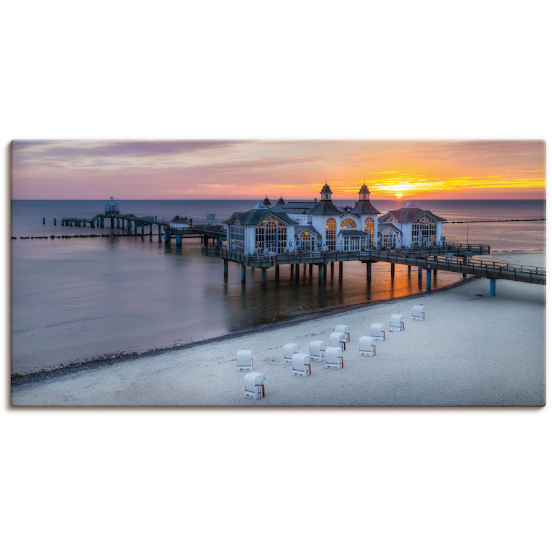 ARTLAND Wandbild »RÜGEN Seebrücke in Sellin Sonnenaufgang« Bilder vom Sonnenuntergang & -aufgang 1 Stk. tlg. als Alubild, Outdoorbild, Leinwandbild...