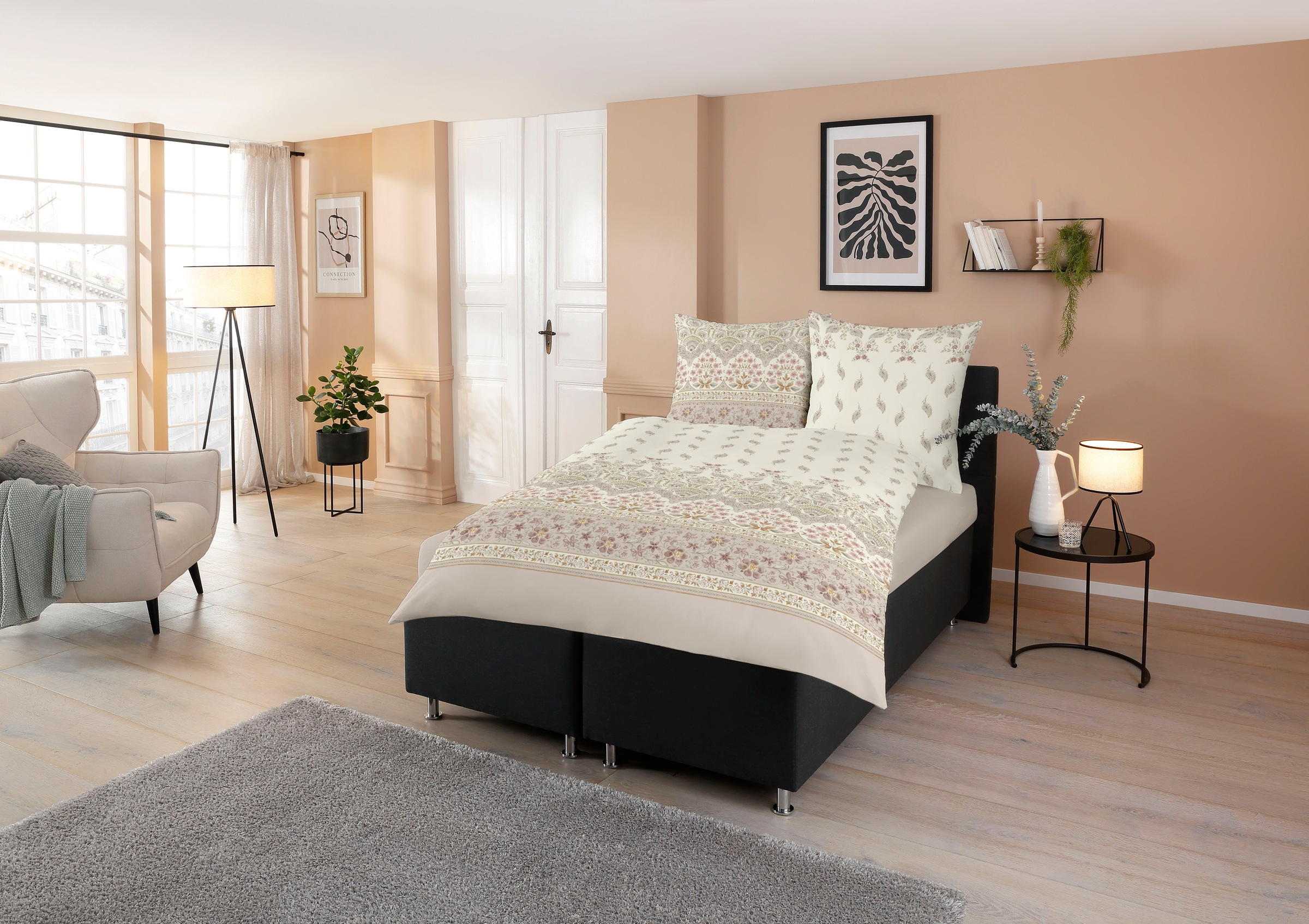 CASATEX Bettwäsche »Jolie« 2 Stk. tlg. elegantes Design mit zarten Blumenmu günstig online kaufen