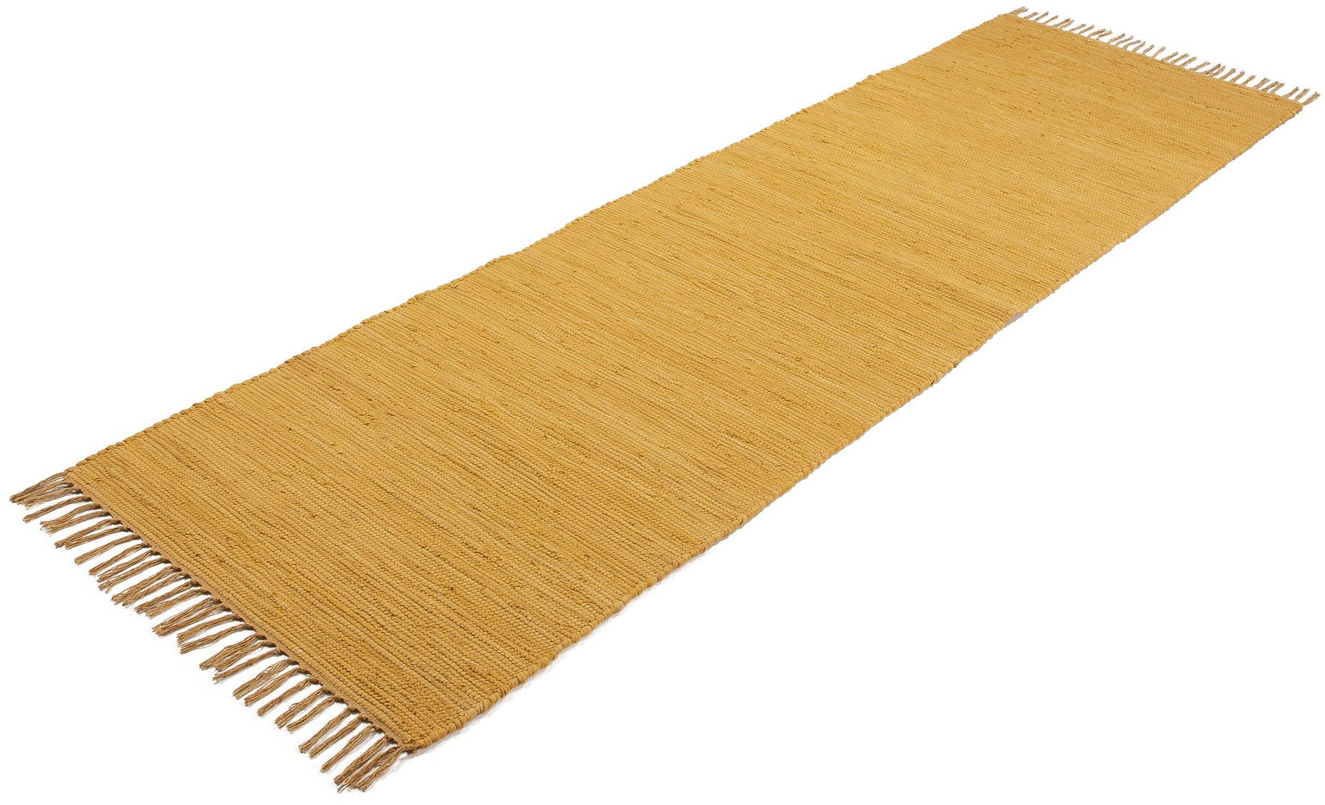carpetfine Teppich »Kelim Chindi uni«, rechteckig, 5 mm Höhe, Wendeteppich, reine Baumwolle, handgewebt, Uni-Farben, mit Fransen