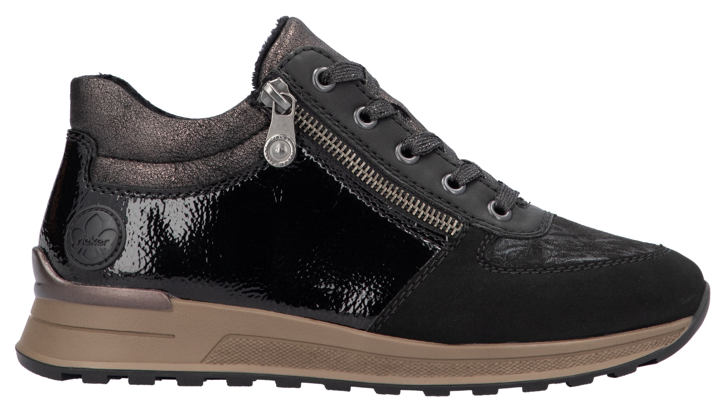Rieker Sneaker  , Freizeitschuh, Halbschuh, Schnürschuh mit seitlichem Reißverschluss