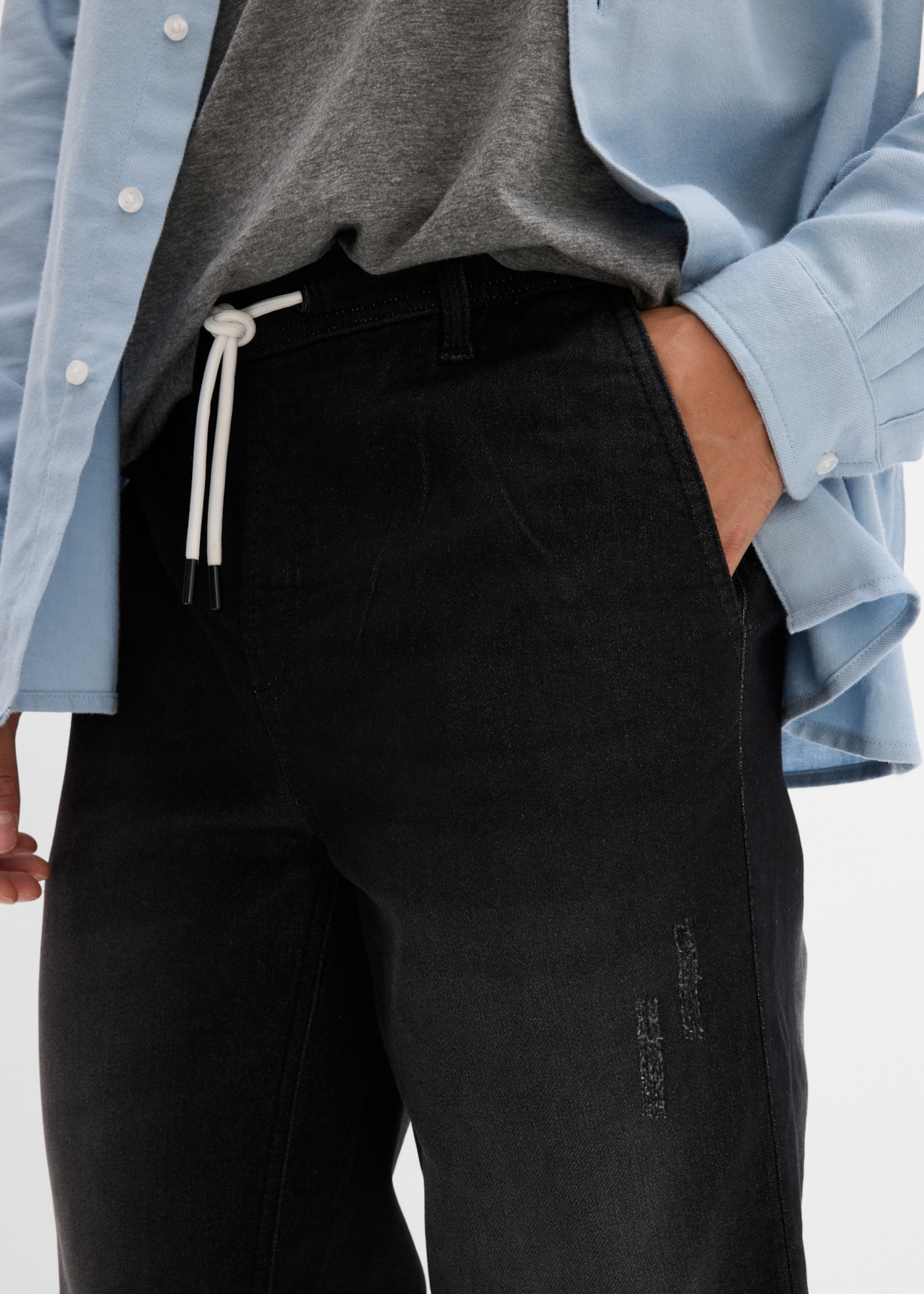 bonprix Jogg Pants »Regular Fit Jeans-Jogger mit Komfortbund, Straight« mit Schlupfform, Regular Fit, aus Baumwolle, Polyester und Elasthan