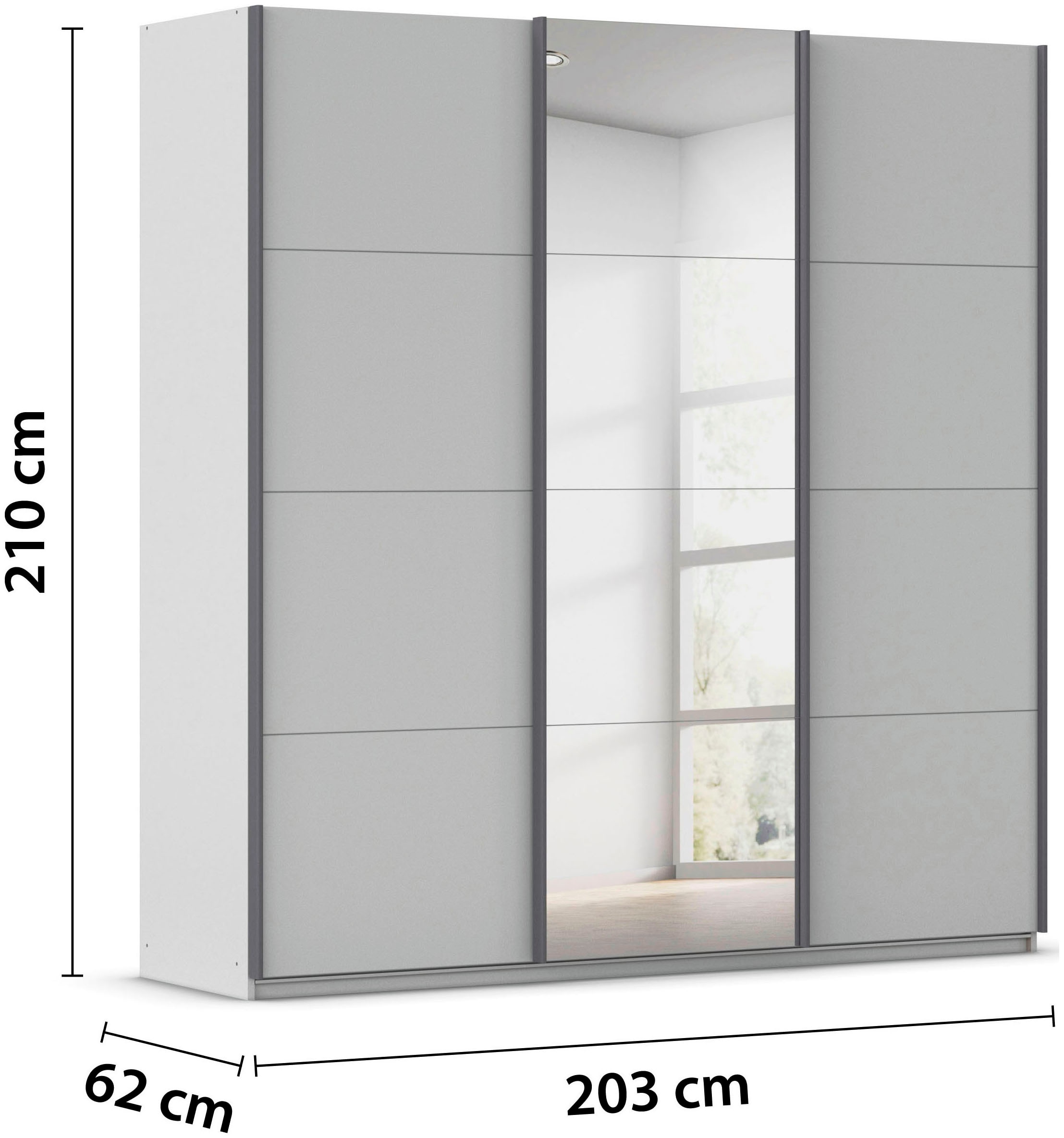 rauch Schwebetürenschrank »Kleiderschrank Schrank OTTO´S CHOICE Garderobe AGORDO«, (in zwei Griff-Farben), Top Innenausstattung, in 4 Breiten und 2 Höhen MADE IN GERMANY