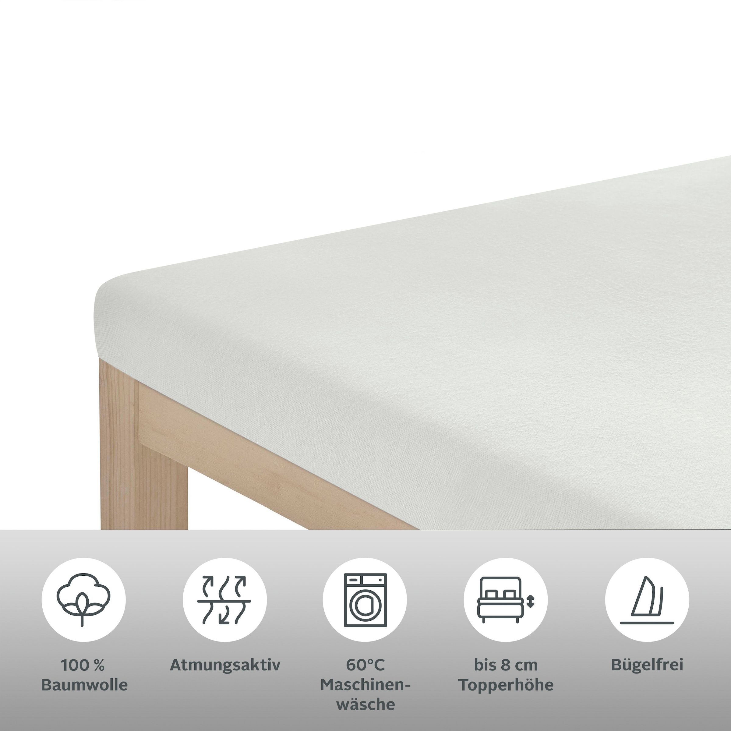 OTTO home Spannbettlaken »Topper Basic, in Gr. 90x200, 140x200 oder 180x200 cm« Baumwolle, Matratzen bis 8 cm Höhe, Bettlaken, Spannbetttuch, Laken