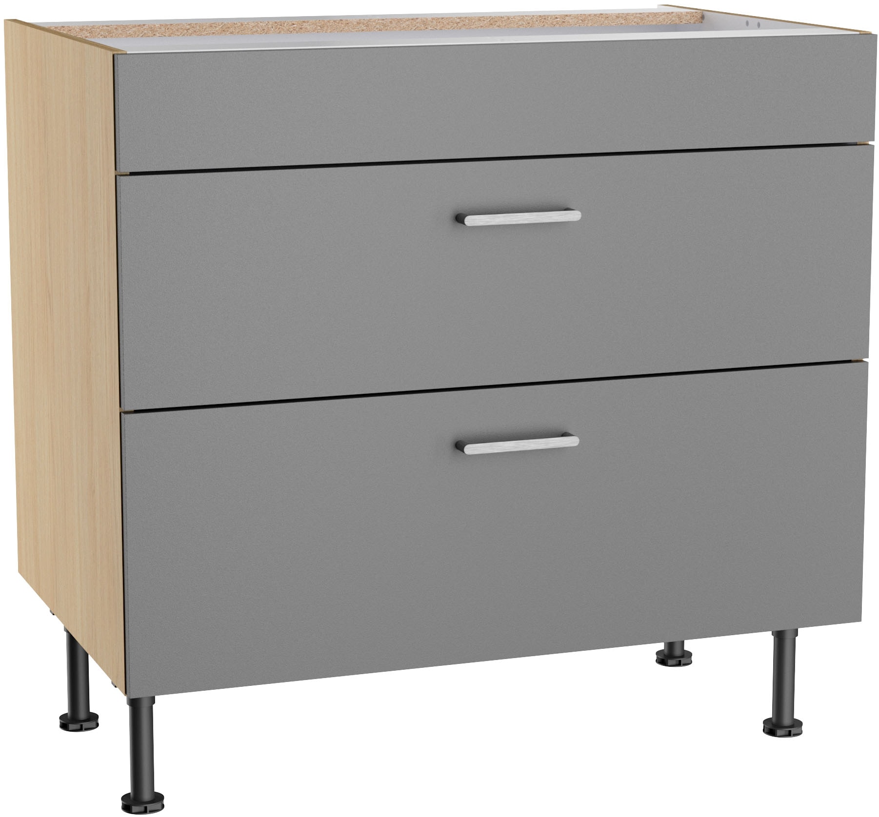 KOCHSTATION Kochfeldumbauschrank »KS-Lucy« Breite 90 cm, mit 2 Auszügen, Soft-Close, höhenverstellbare Füße