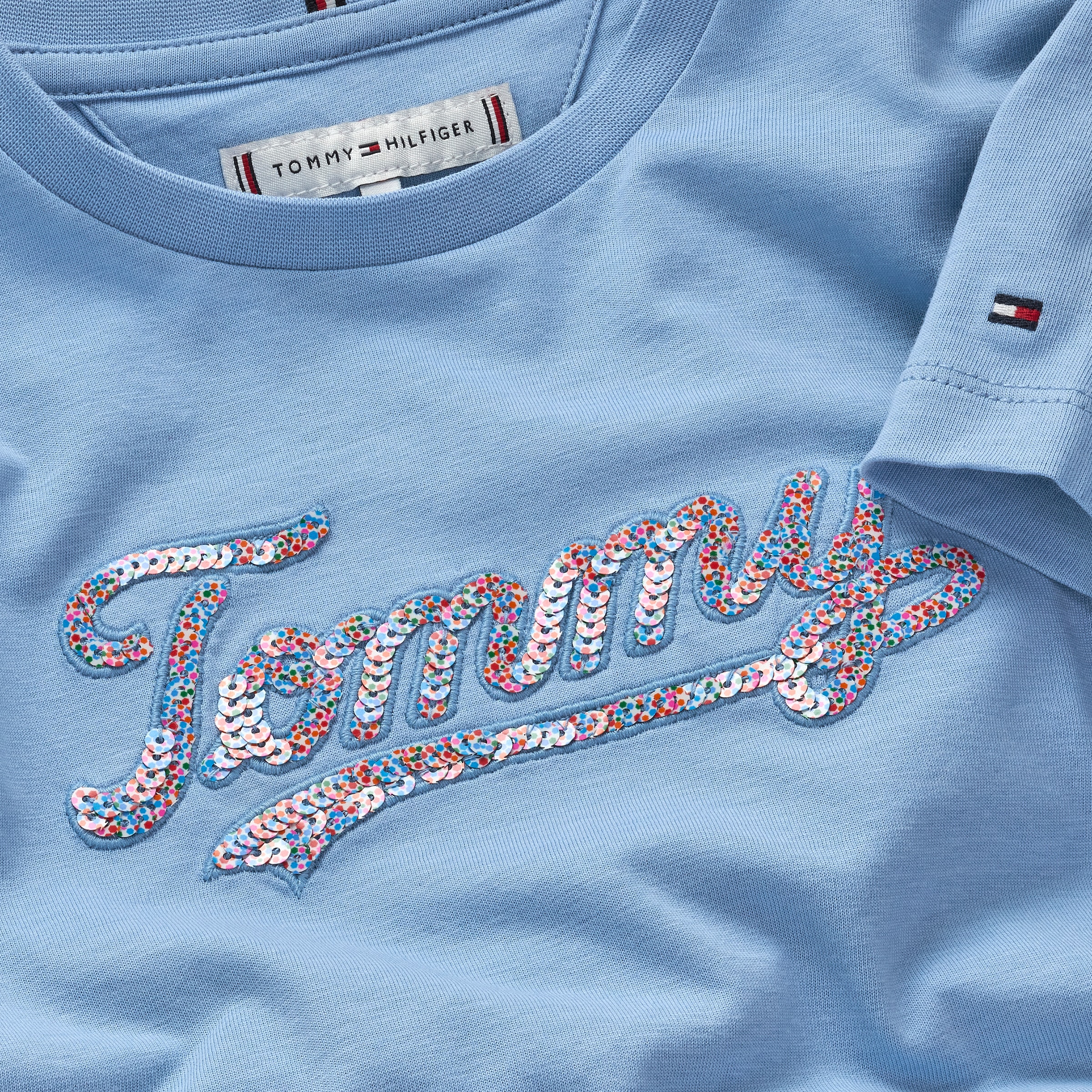 Tommy Hilfiger T-Shirt »TOMMY SCRIPT SEQUINS TEE SS«, für Kinder bis 16 Jahre, mit Pailletten
